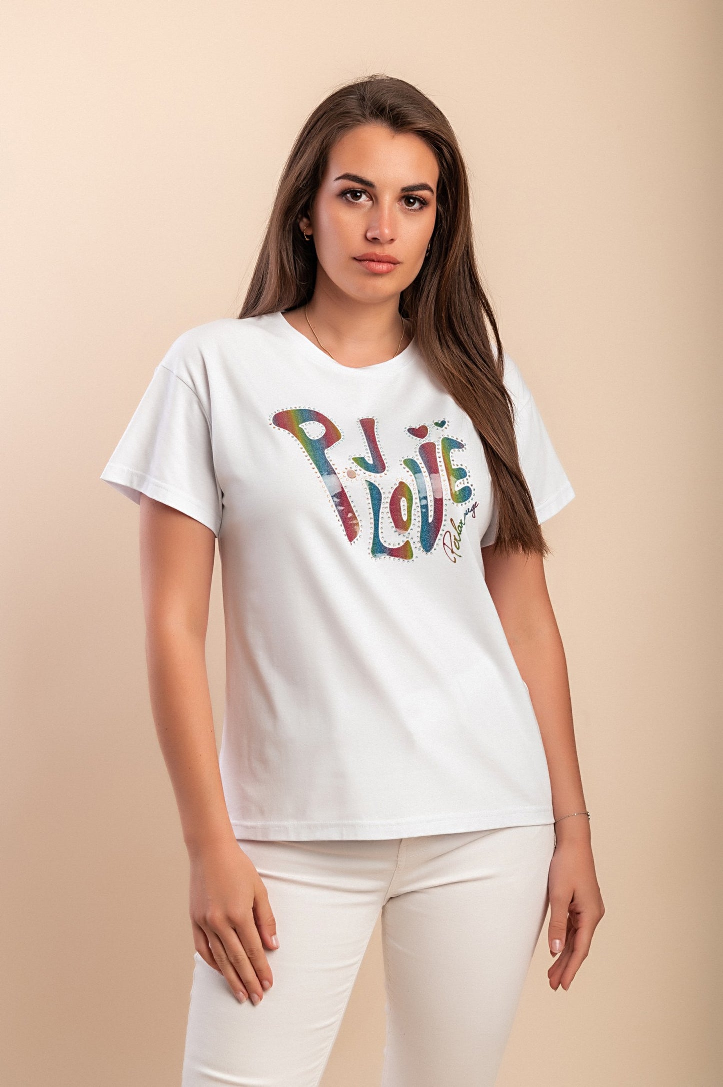 T-shirt in cotone con stampa, bianca