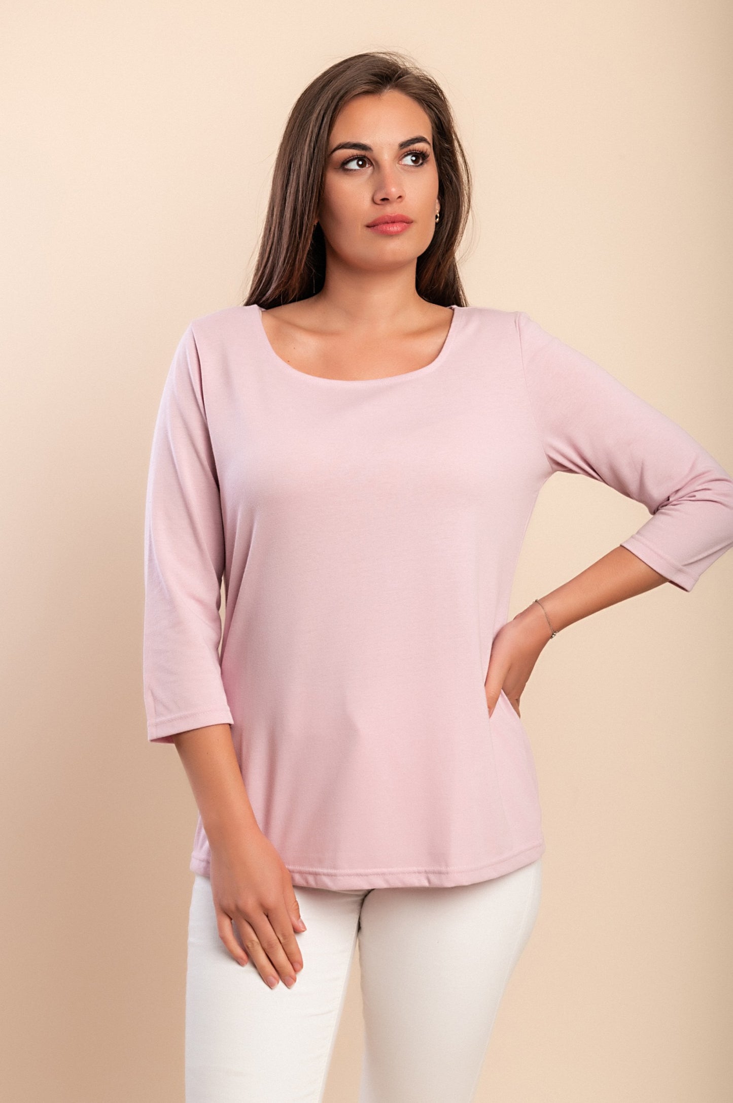 Top con maniche a 3/4, rosa