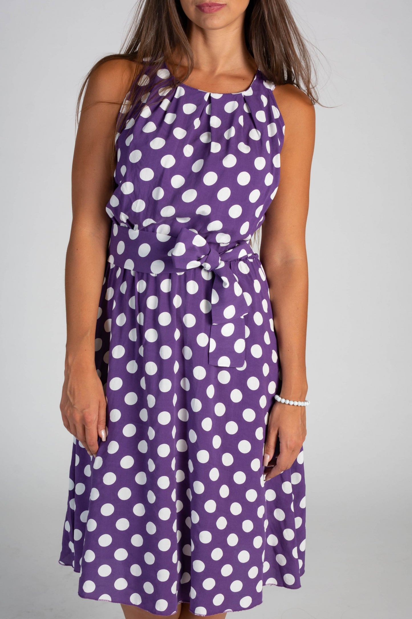 Abito midi con stampa pois Moulisha, lila