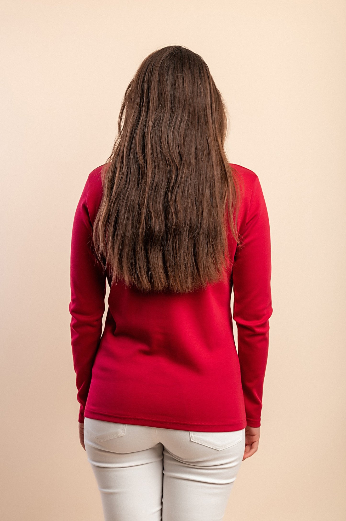 Top in viscosa con collo alto, blu scuro