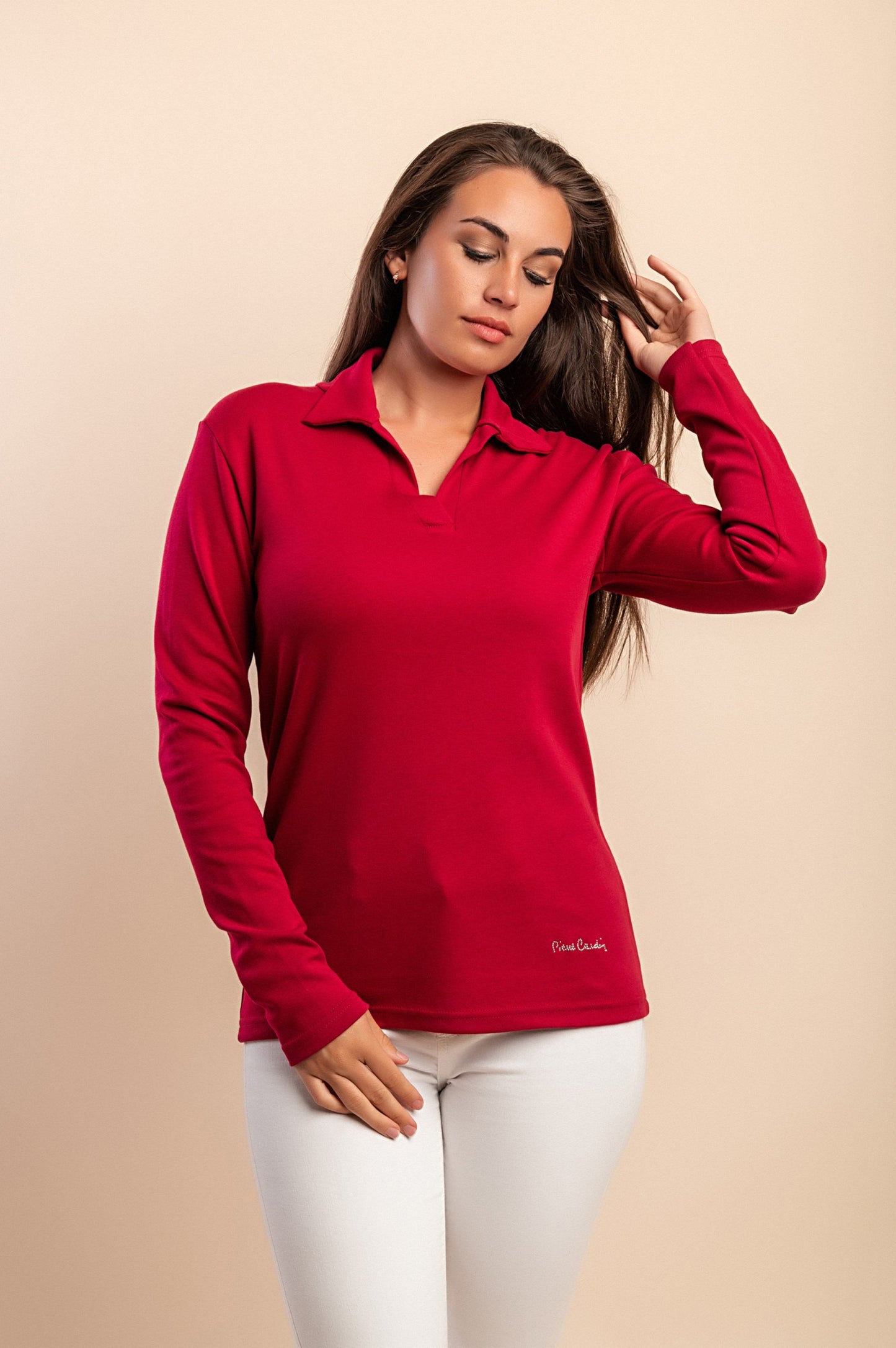 Top a manica lunga in cotone, nero