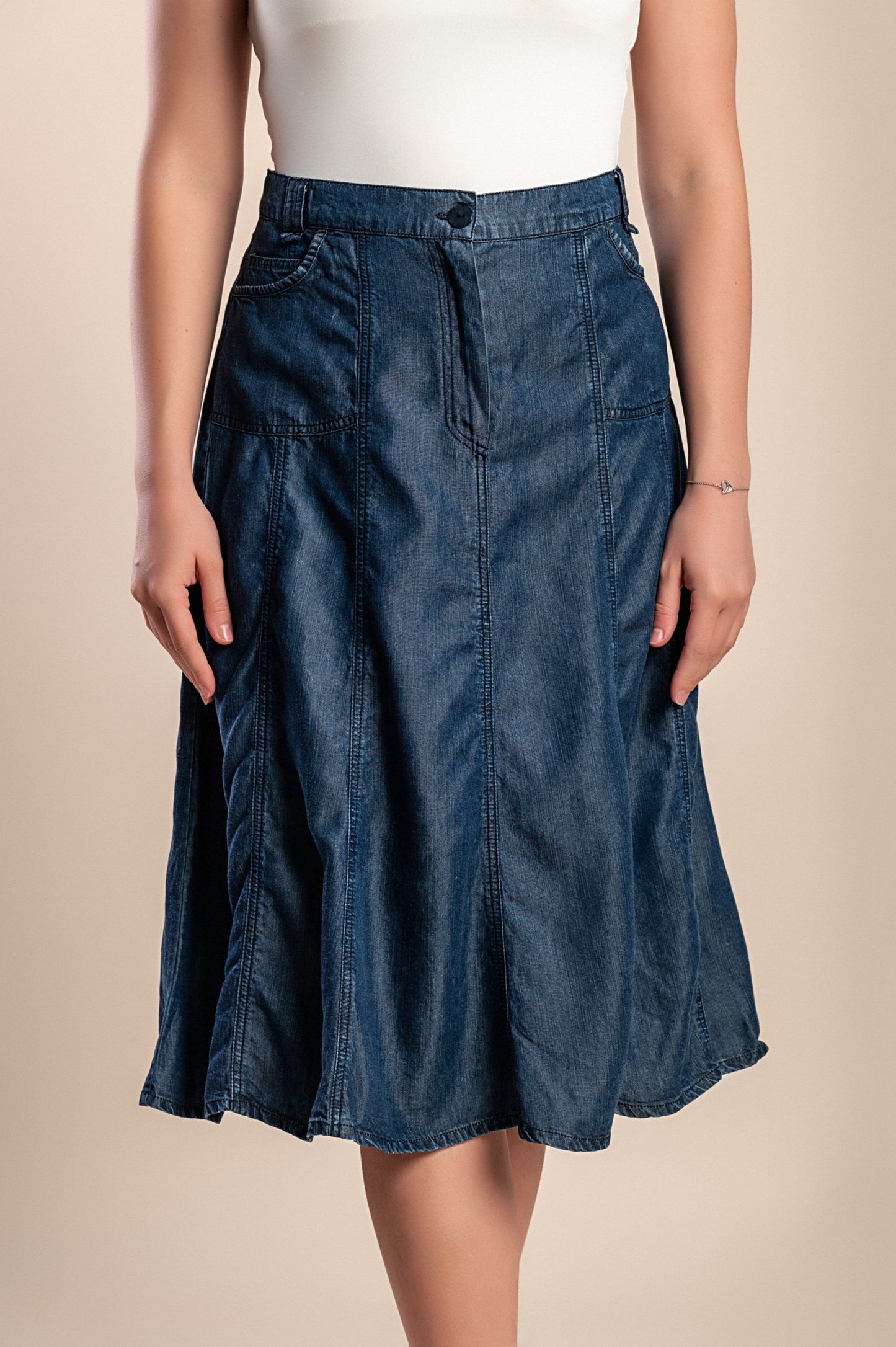 Gonna midi taglie forti, blu