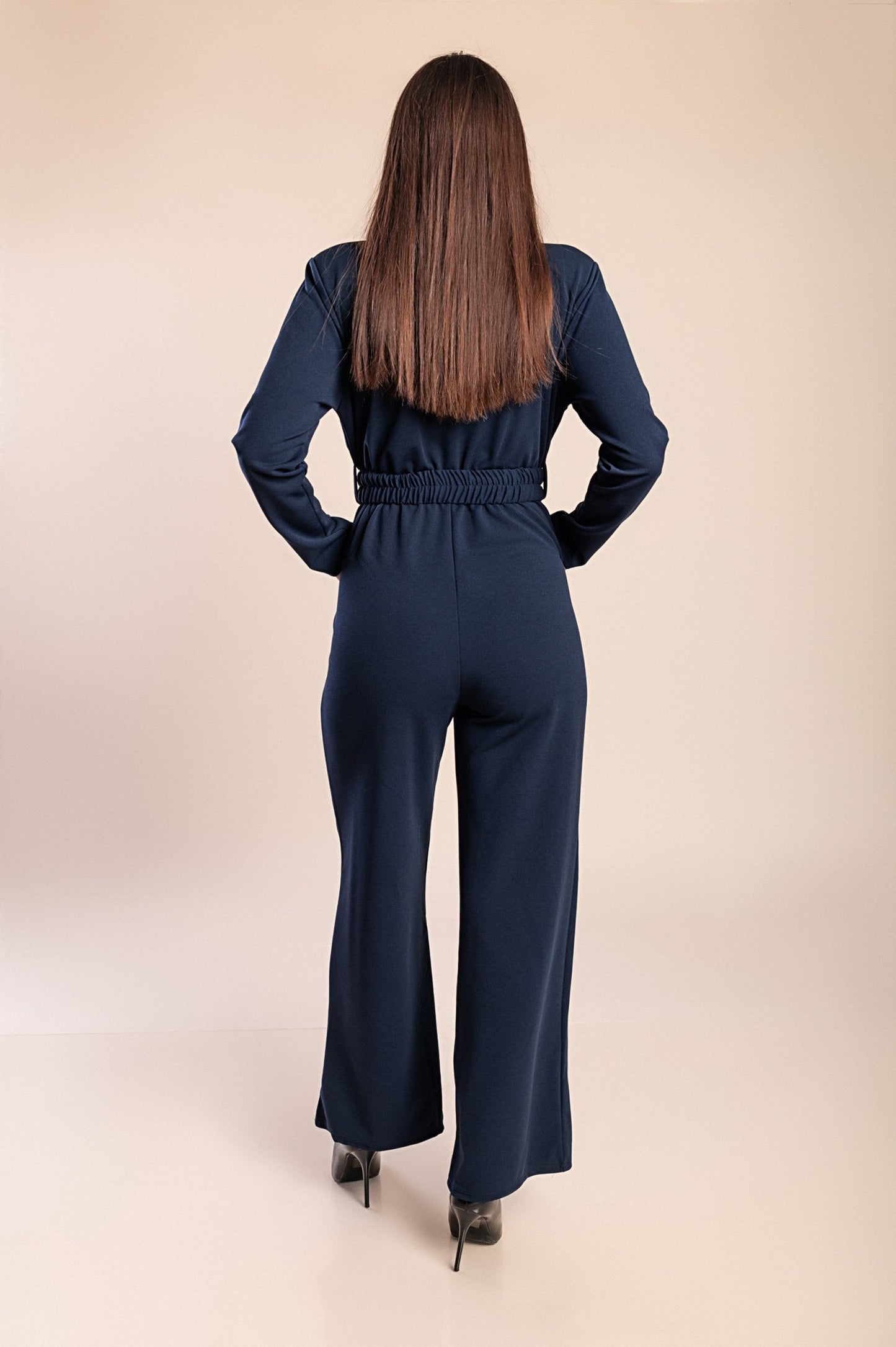 Tuta elegante a maniche lunghe, blu scuro