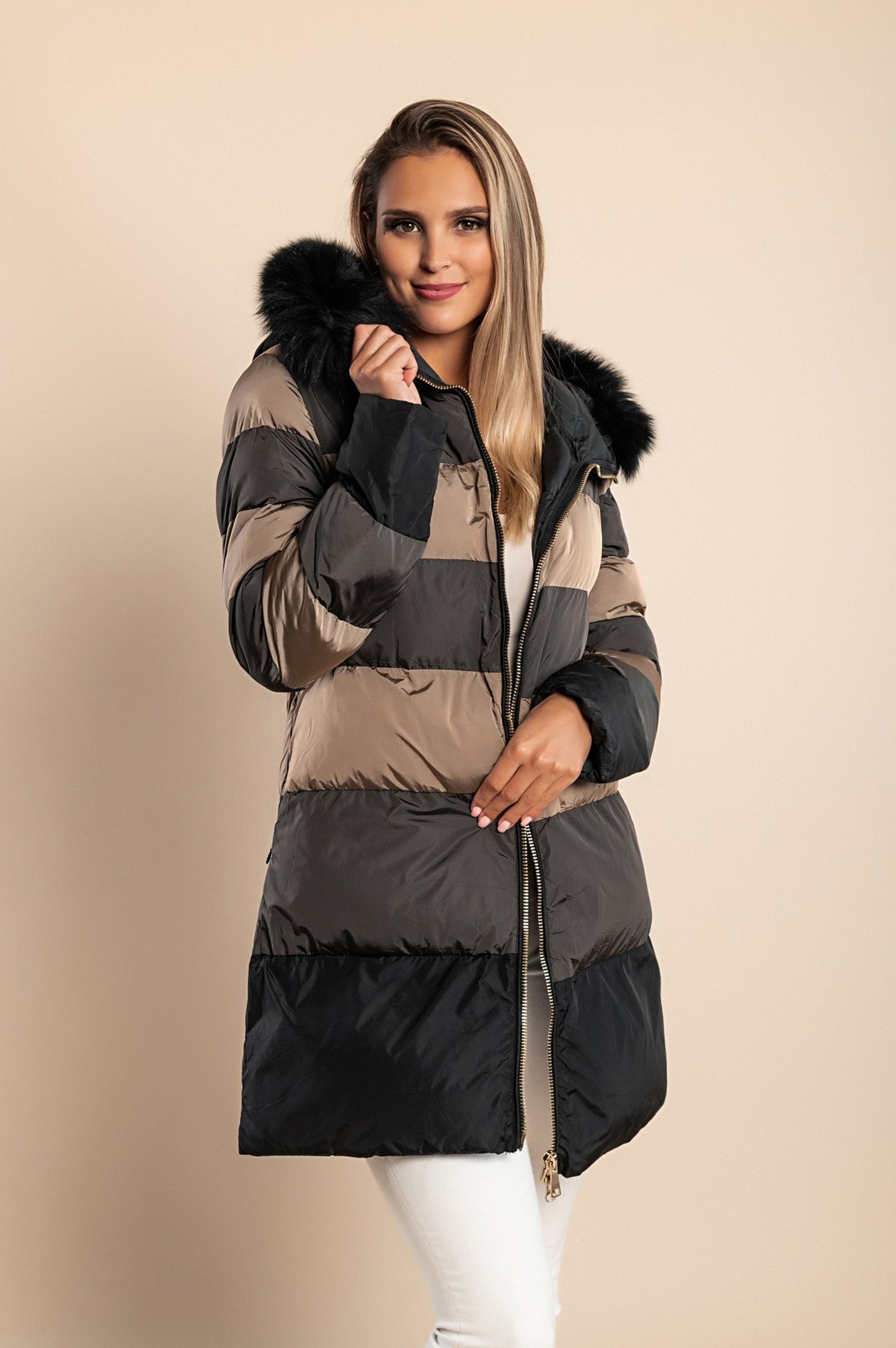 Giacca con cappuccio, 2258, beige