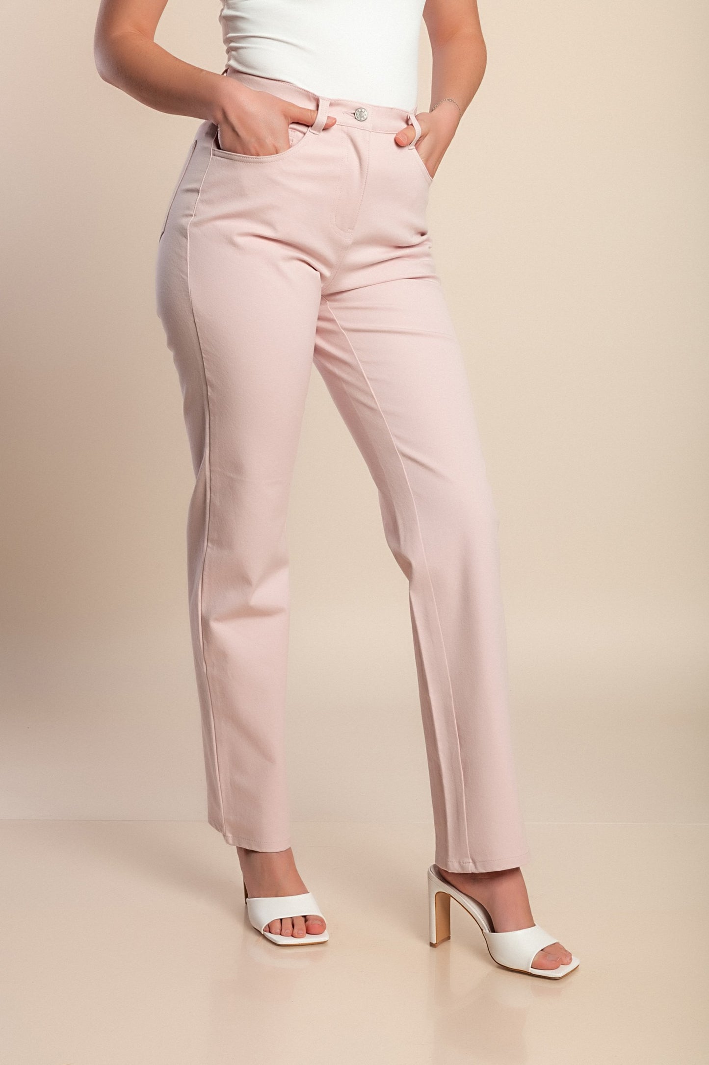 Pantaloni di cotone taglie forti, rosa