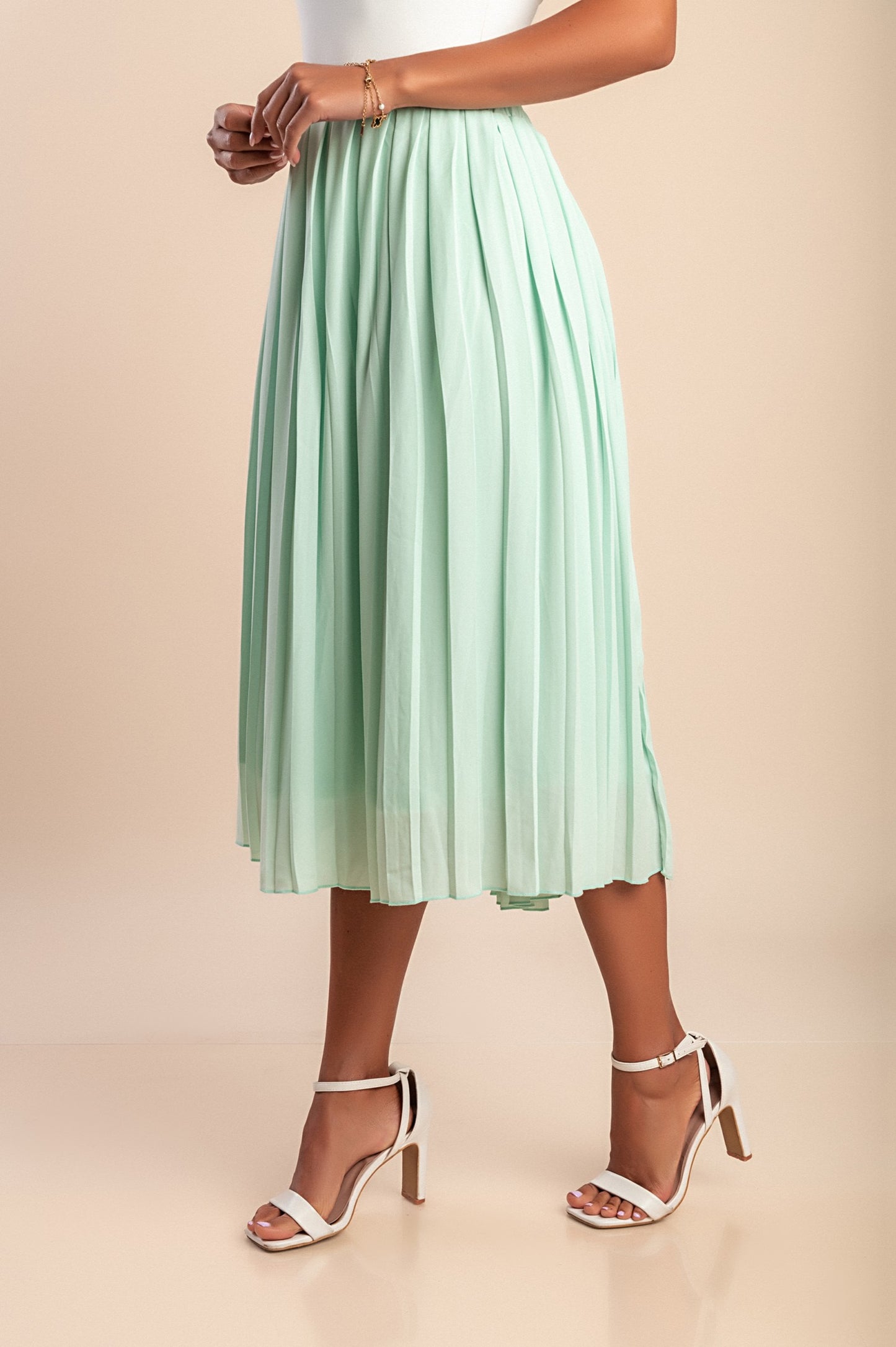 Gonna plissettata taglie forti, menta