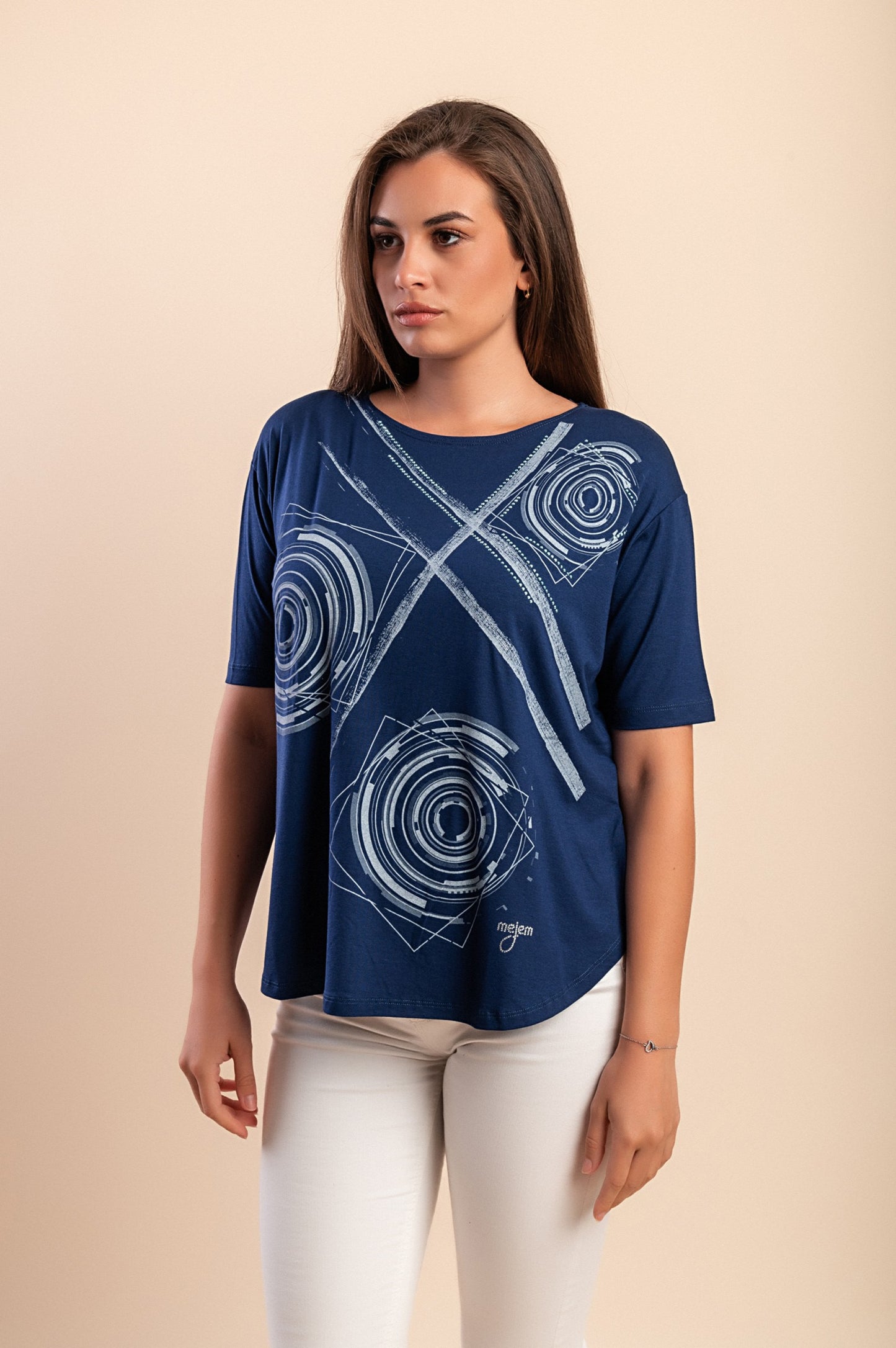 Maglietta con stampa, blu