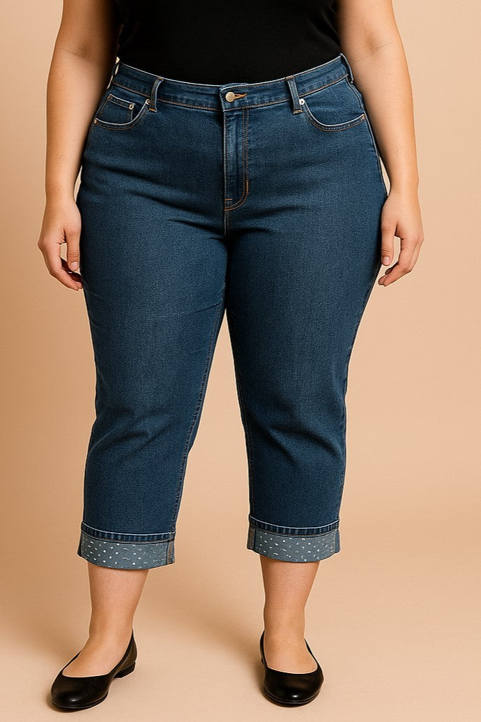Jeans taglie forti, blu scuro