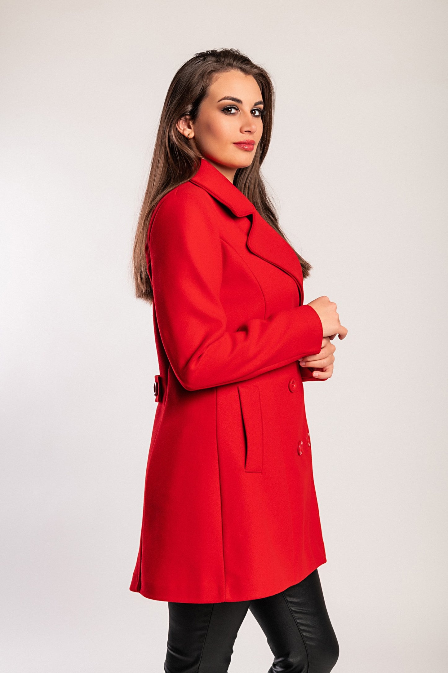 Cappotto elegante con bottoni, beige