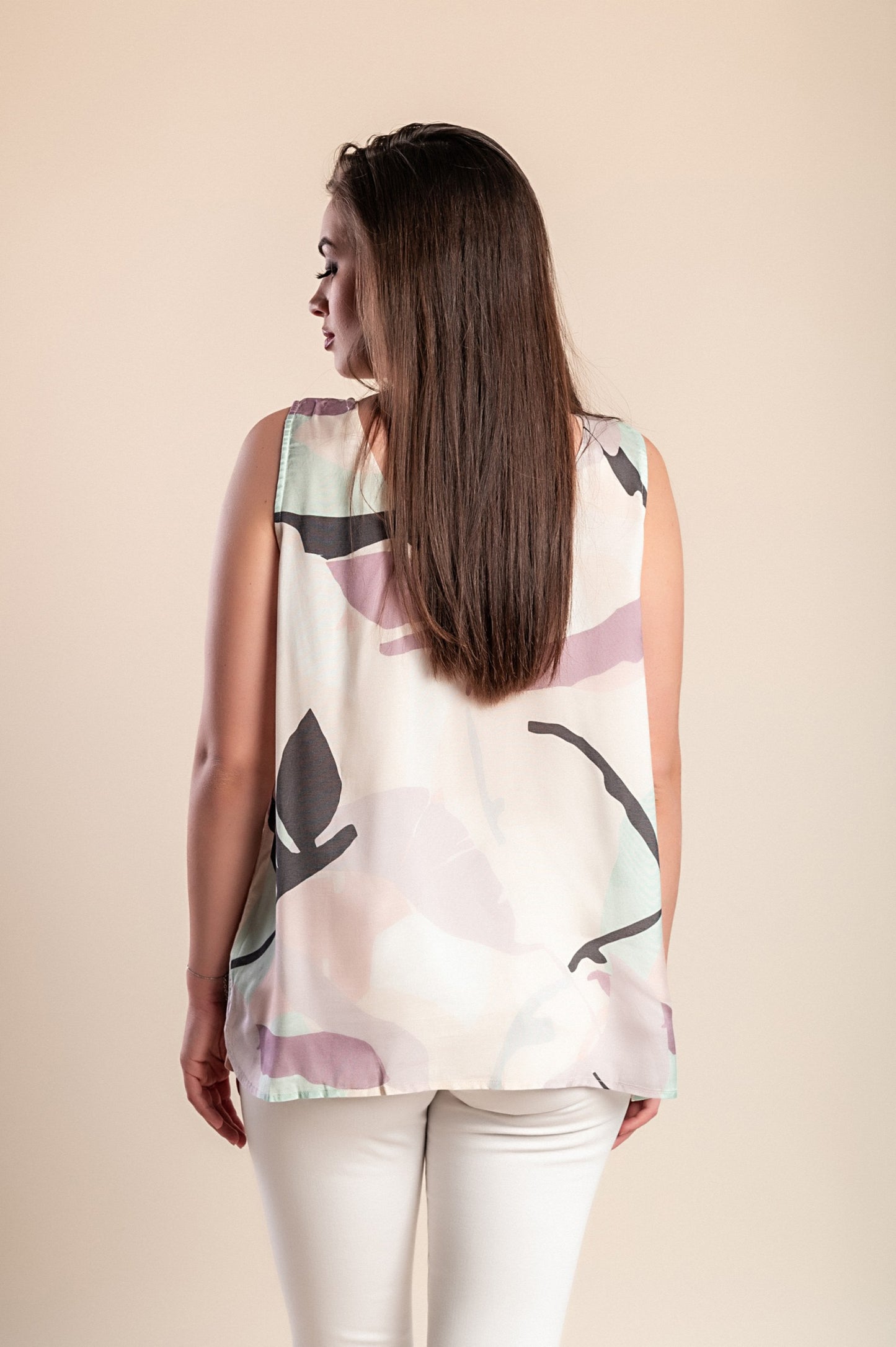 Camicetta senza maniche taglie forti, lilla