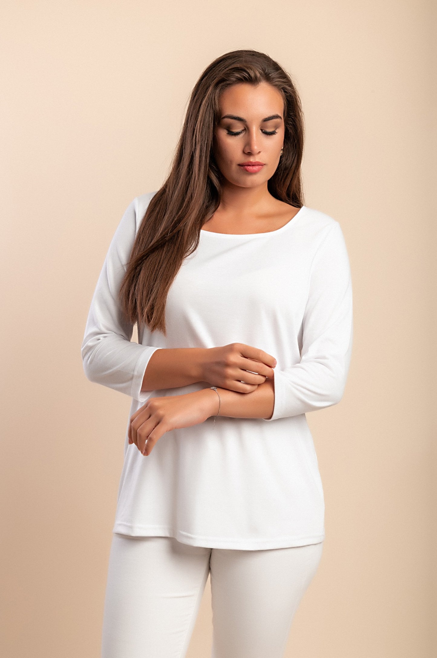 Top manica 3/4, bianco