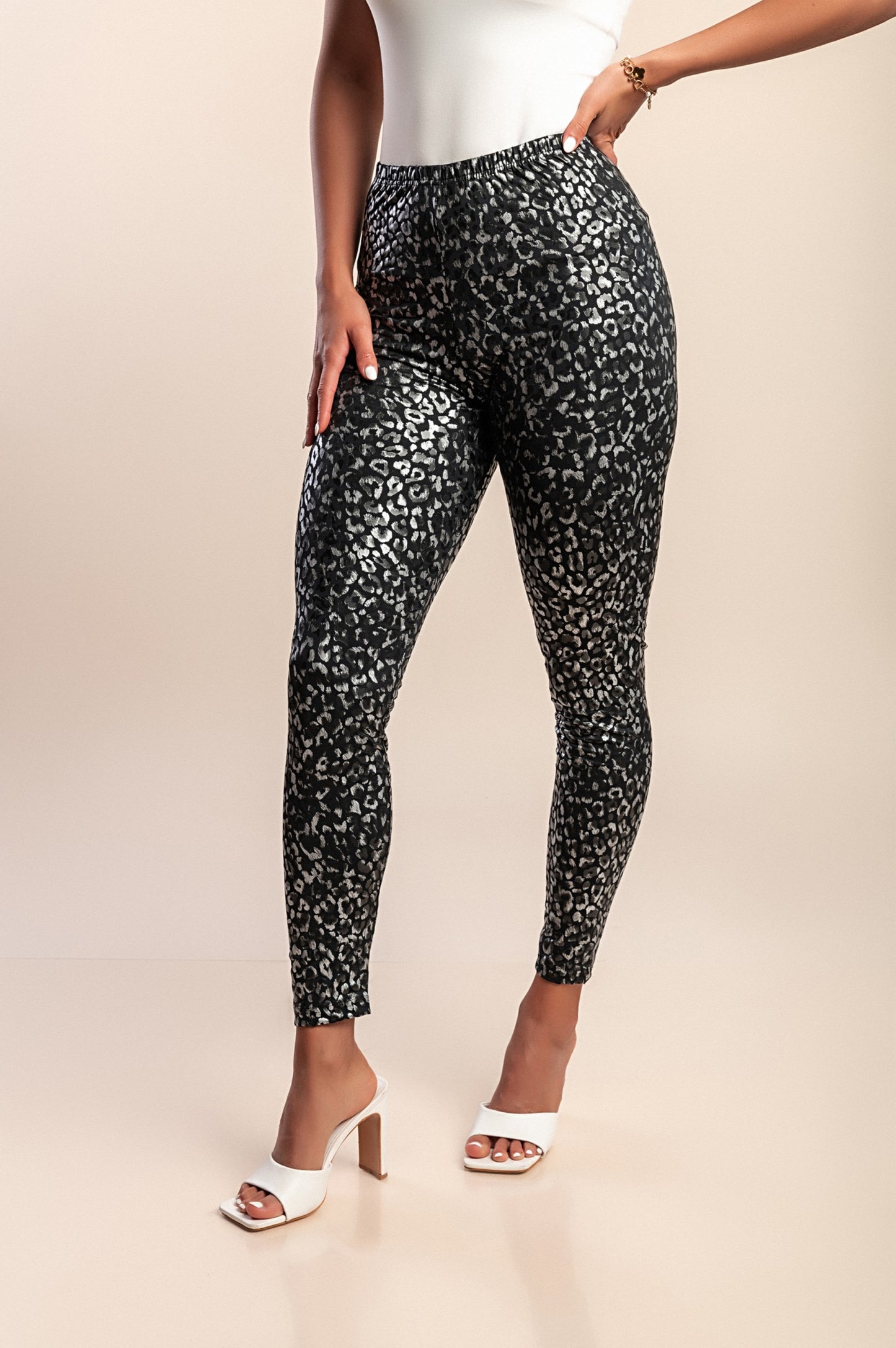 Leggings taglie forti con stampa, neri