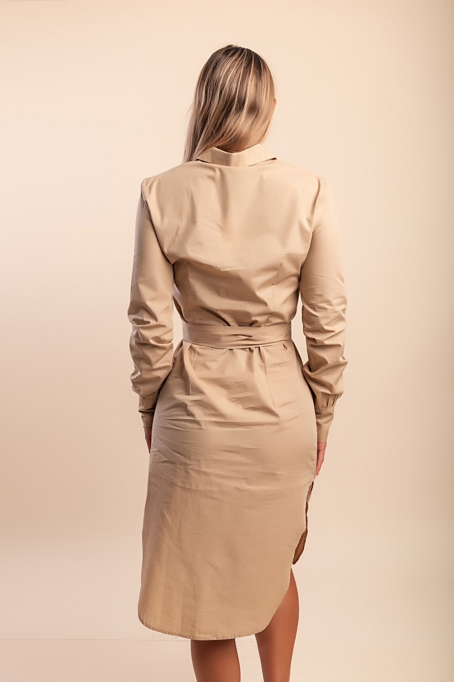 Abito camicia in cotone, beige