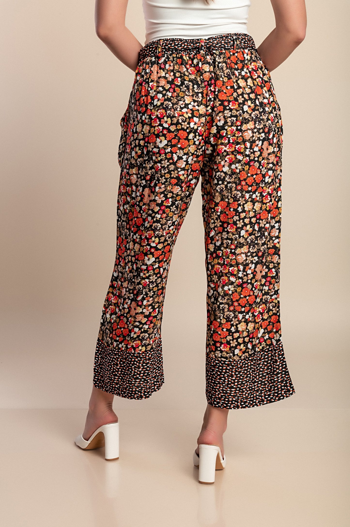 Pantaloni stampati taglie forti, neri