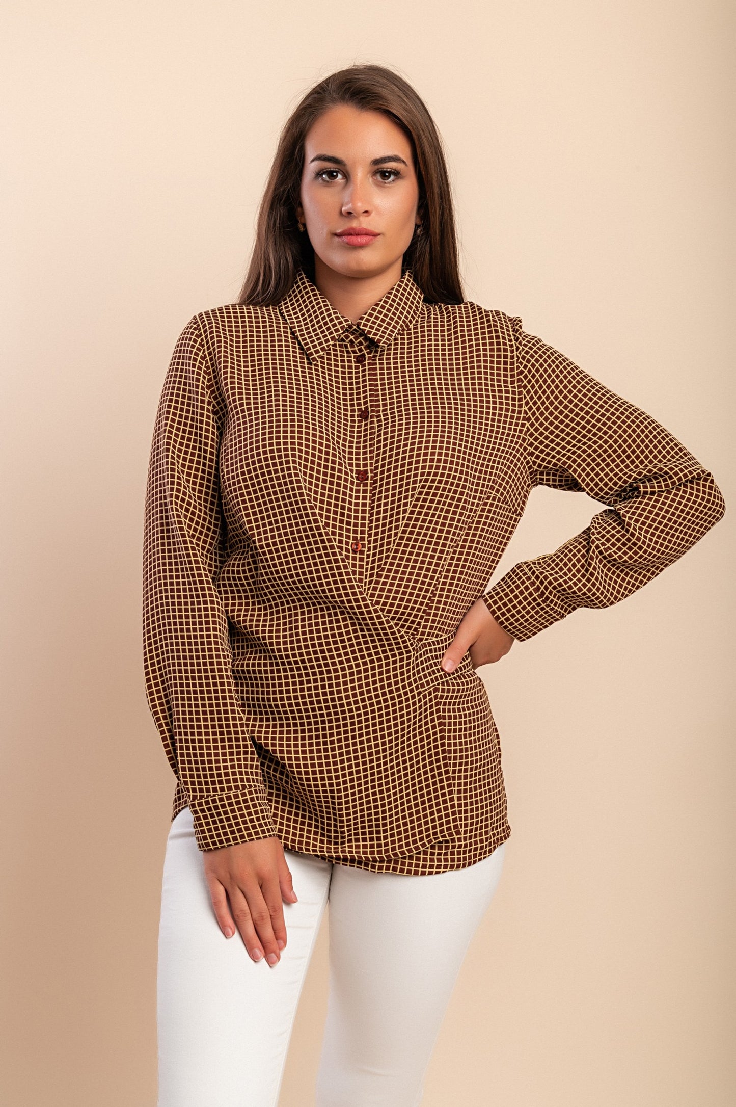 Camicia a quadri, marrone