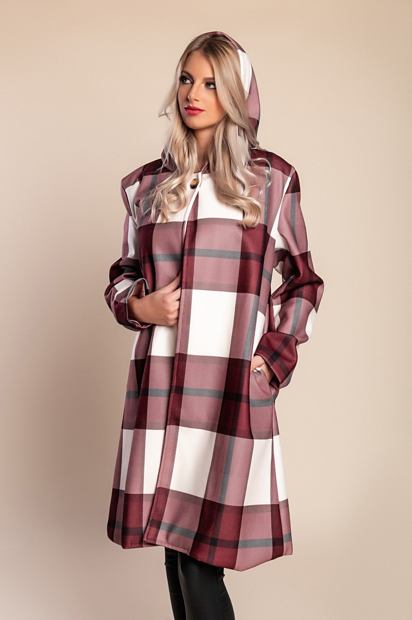 Cappotto a quadri, marrone