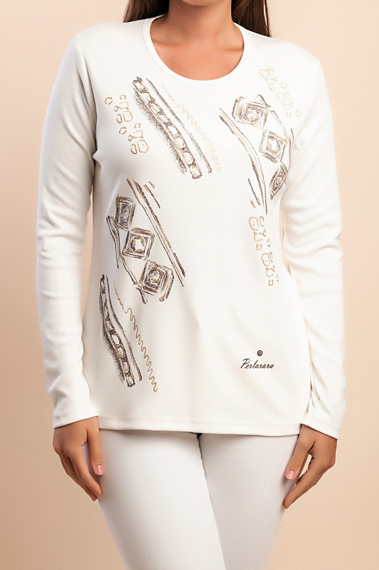 Top a maniche lunghe in cotone, nero