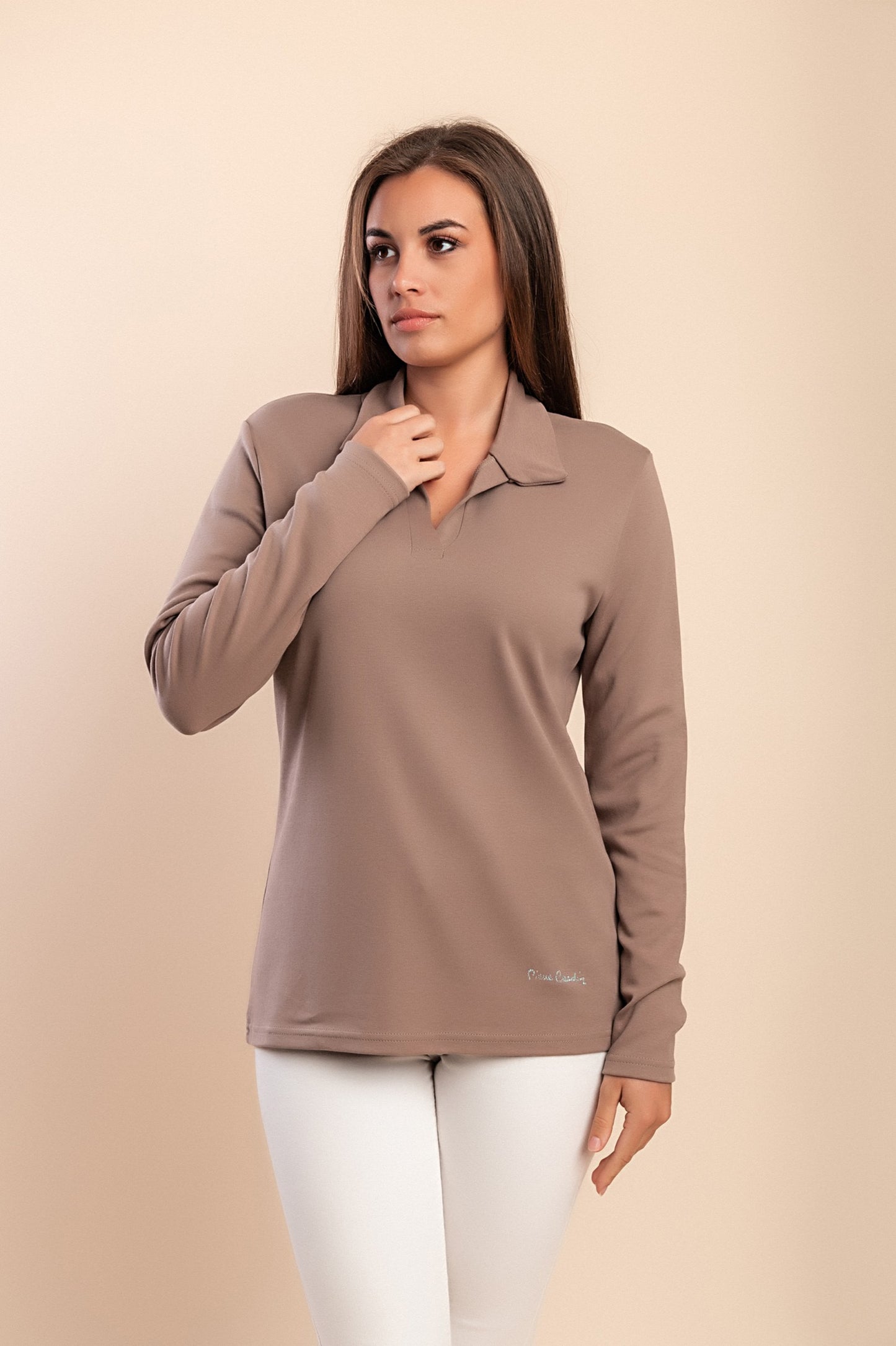 Camicia a maniche lunghe con colletto, beige