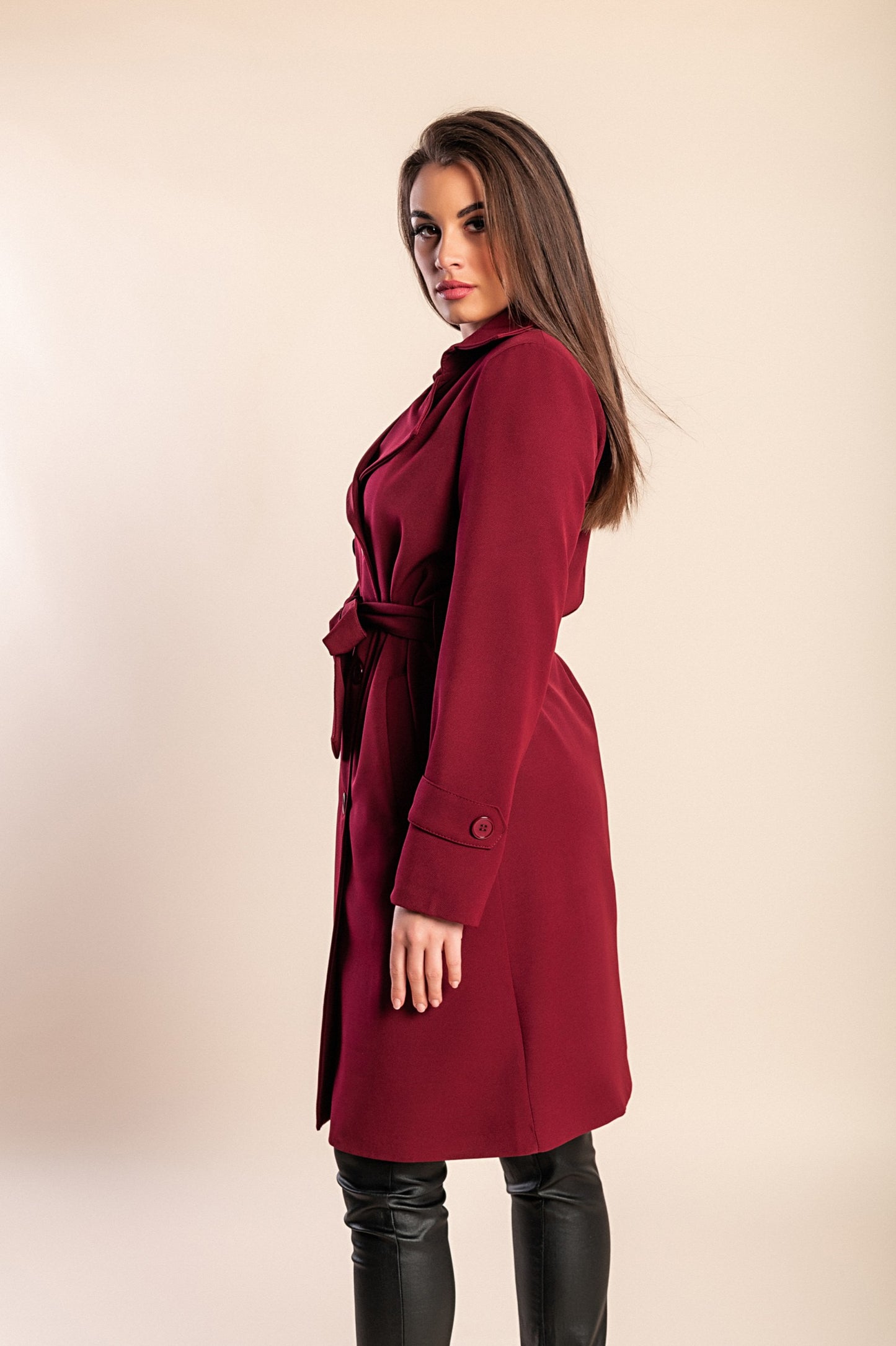 Trench elegante con bottoni, cammello