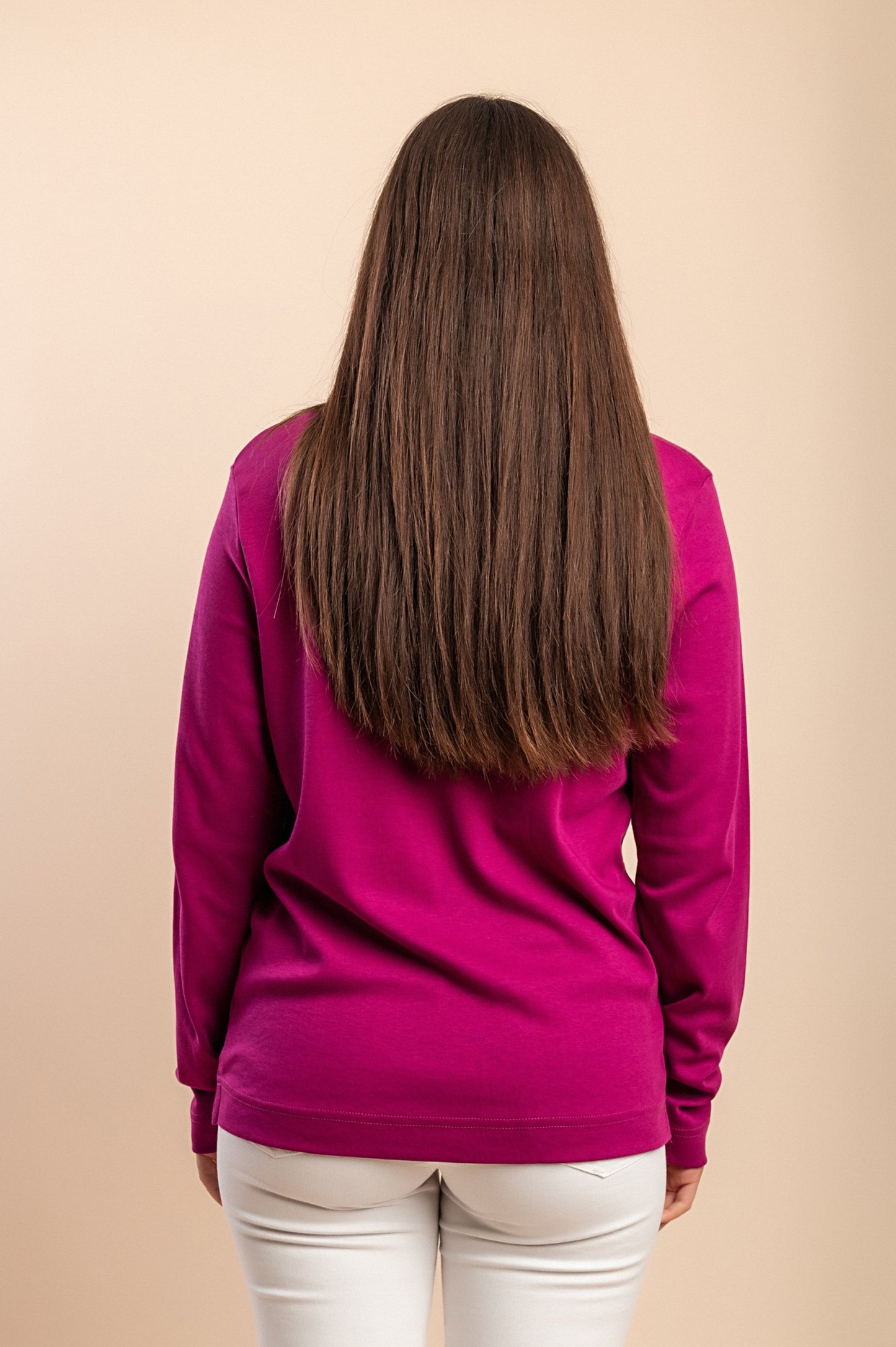 Felpa con zip in cotone, fucsia