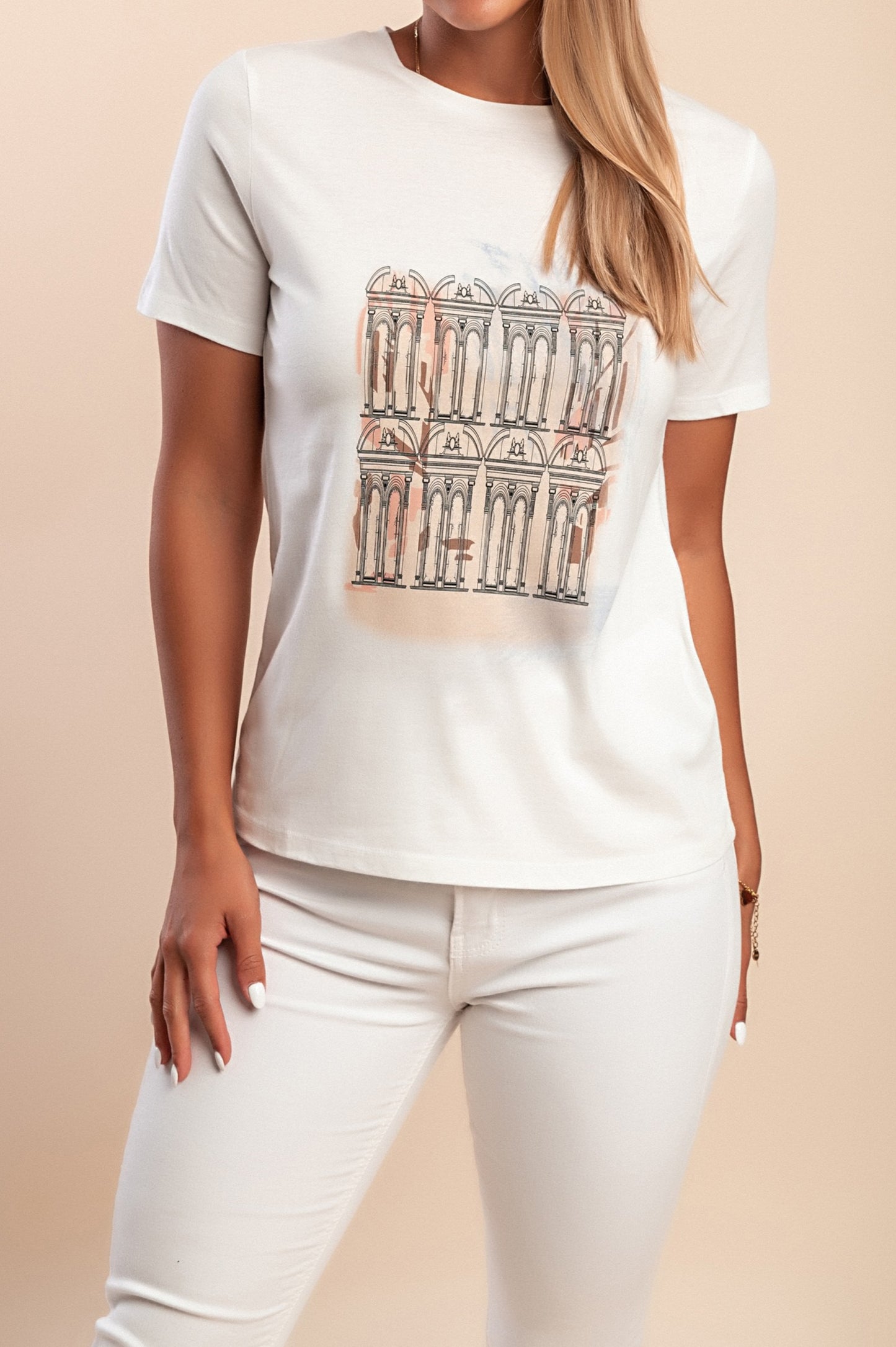 T-shirt in cotone con stampa, bianca