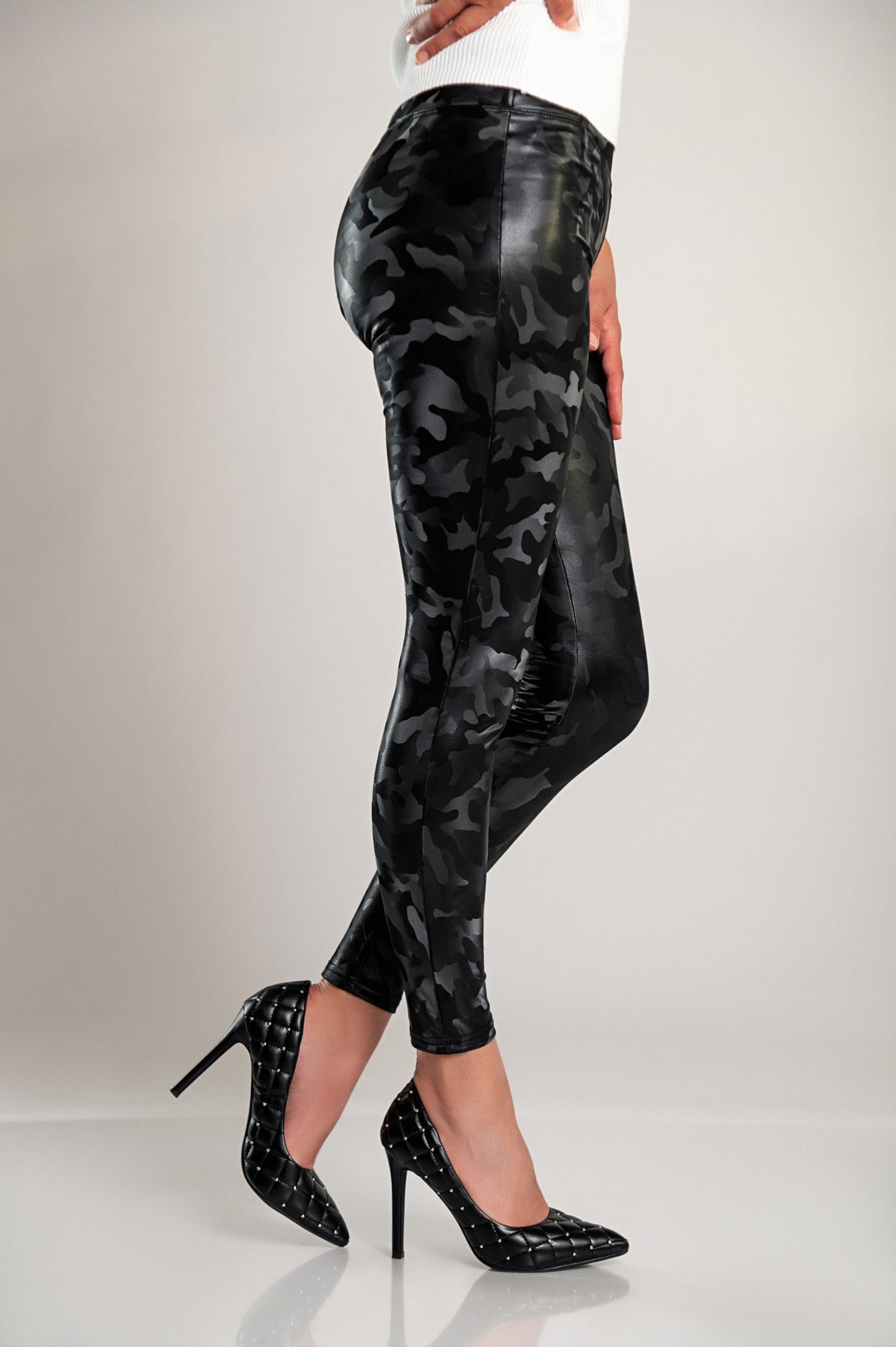 Leggings con fodera e vita ampia, nero