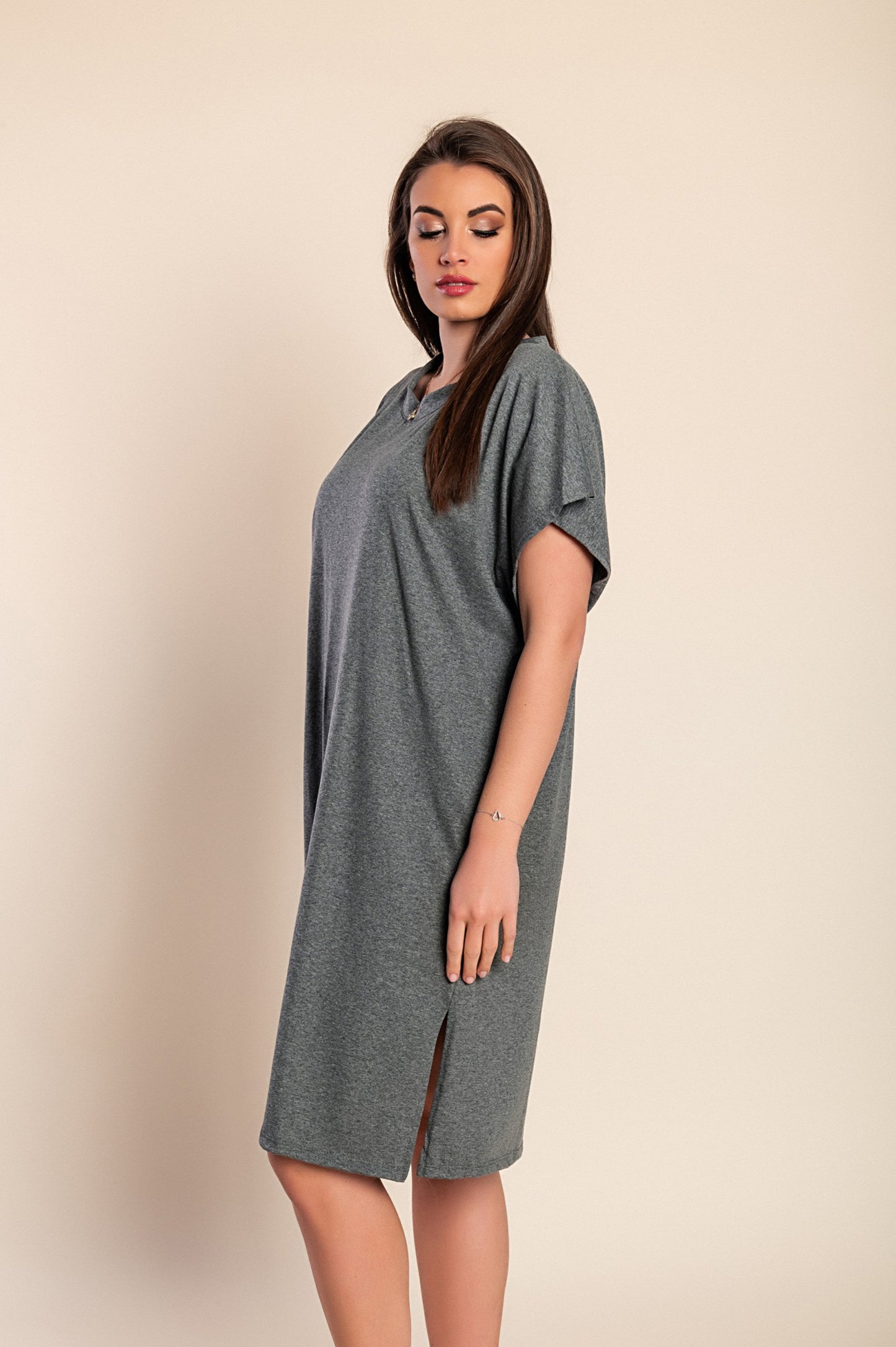 Mini abito con maniche ampie, grigio