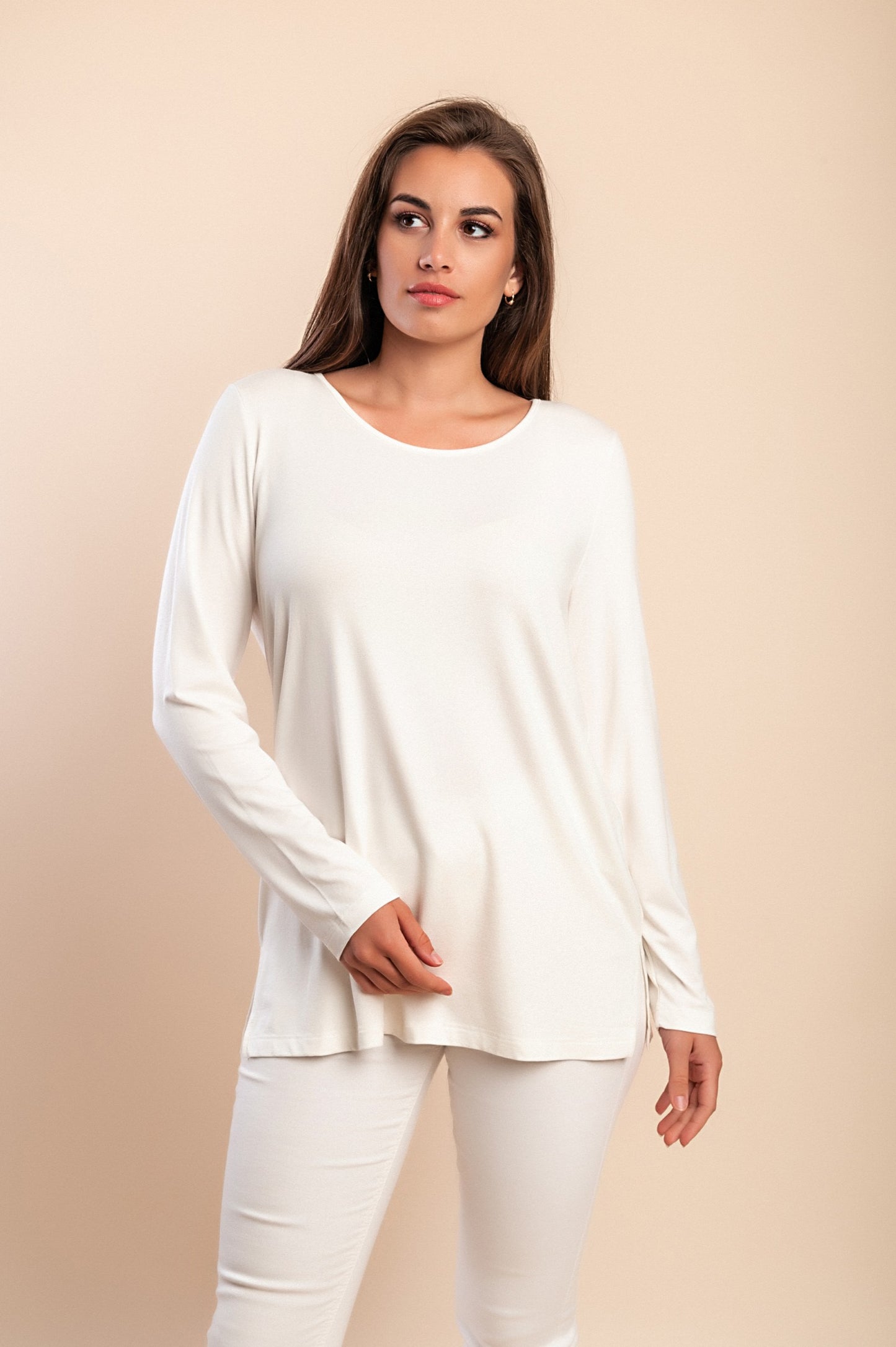 Top in viscosa taglie forti, bianco