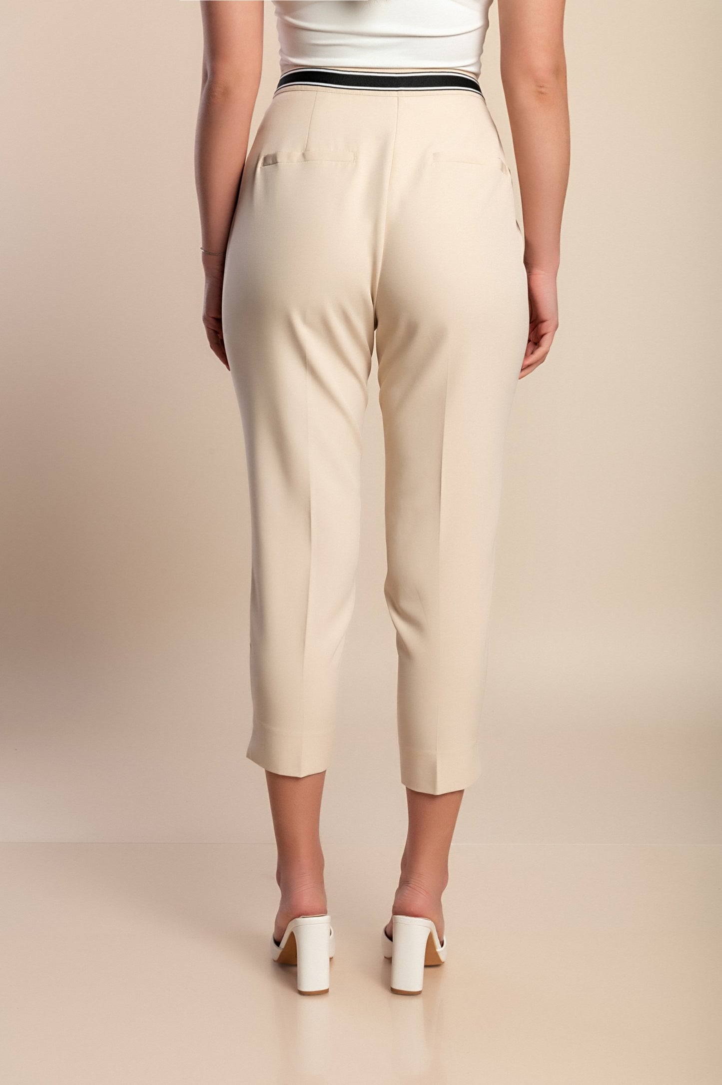 Pantaloni eleganti taglie forti, crema