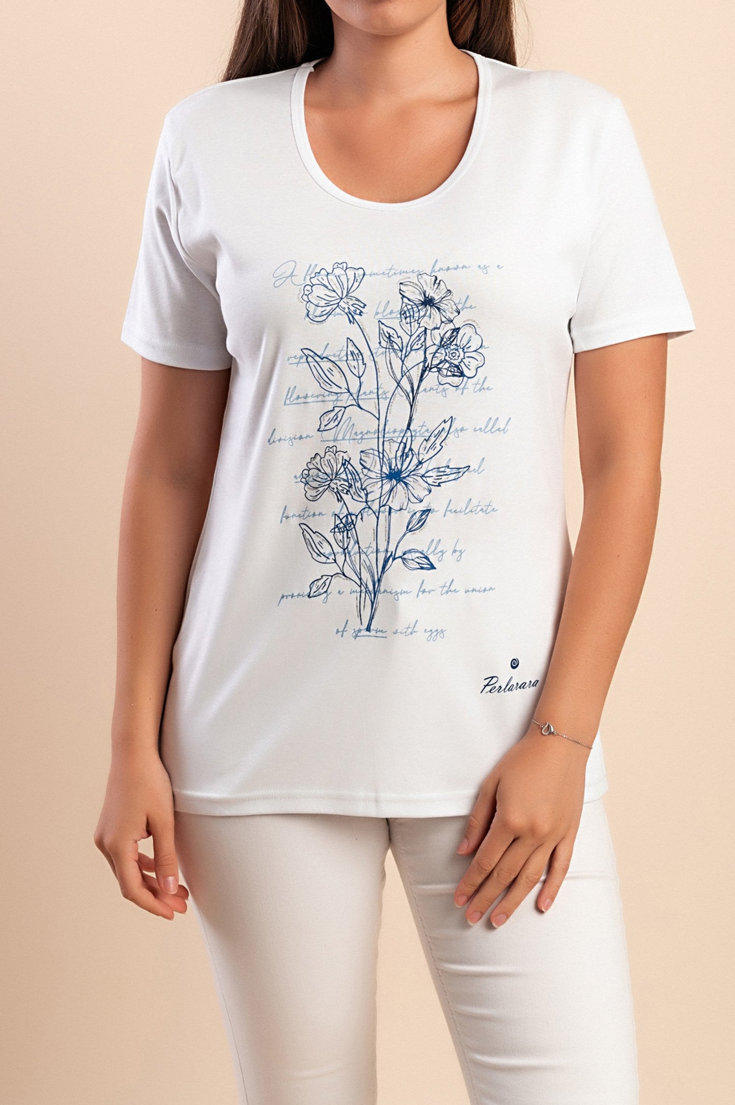 T-shirt in cotone con stampa, bianca