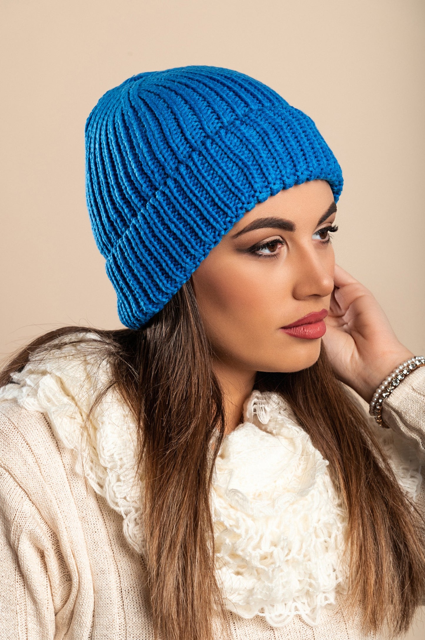 Cappello lavorato a maglia, blu royal