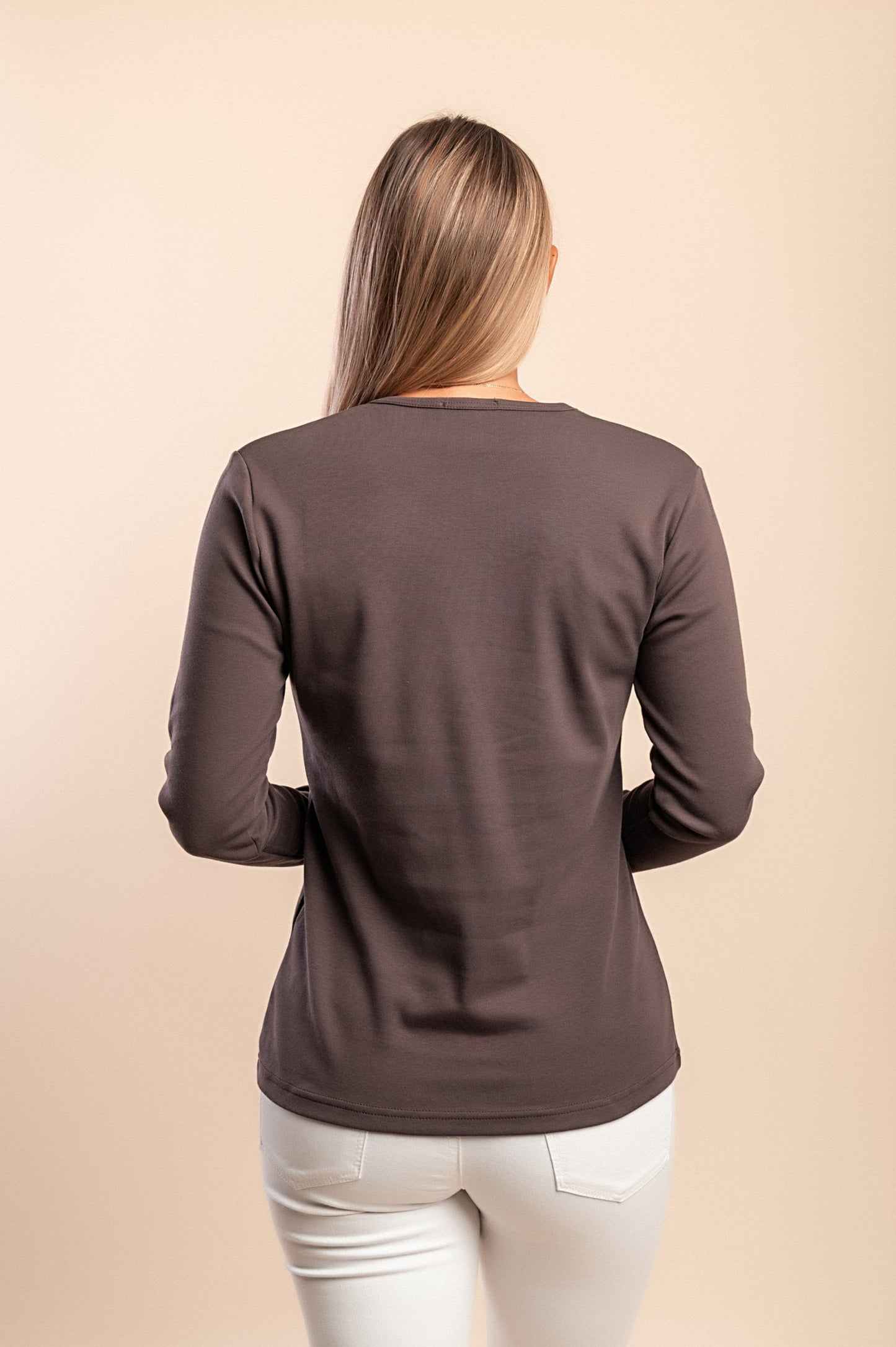 Maglia in cotone a maniche lunghe, marrone