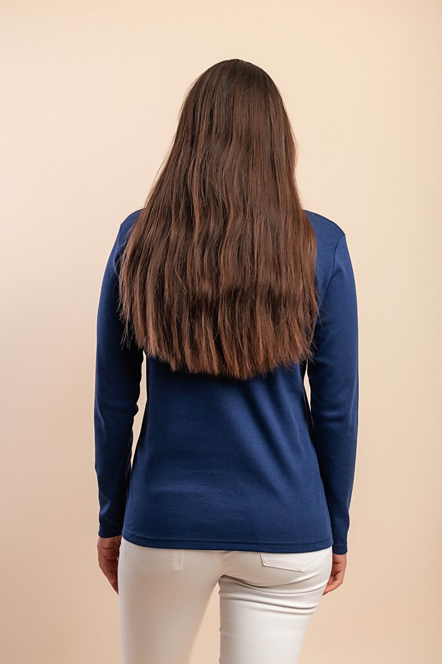 Maglia in cotone a maniche lunghe, blu scuro