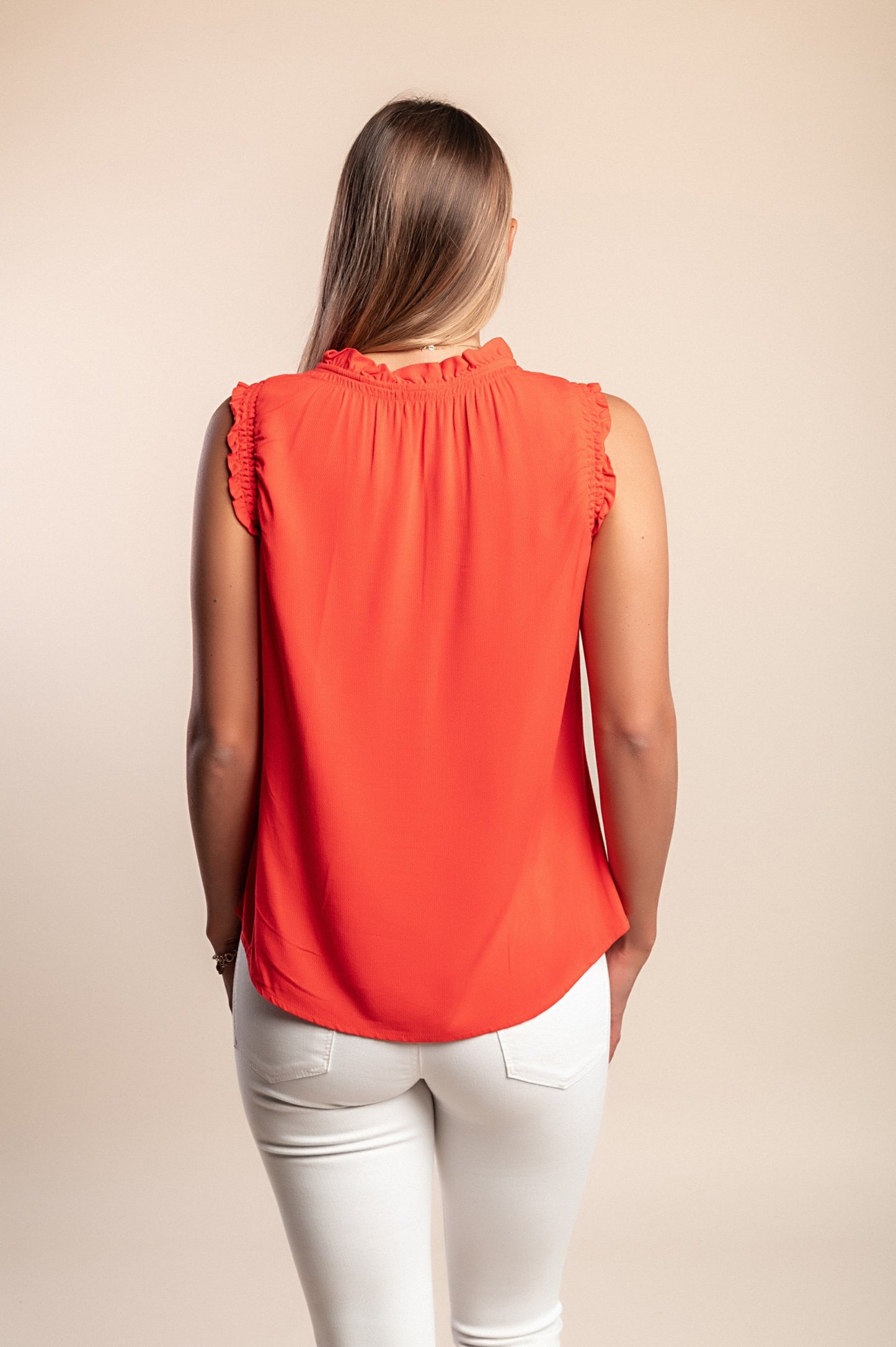 Camicetta con volant taglie forti, rossa