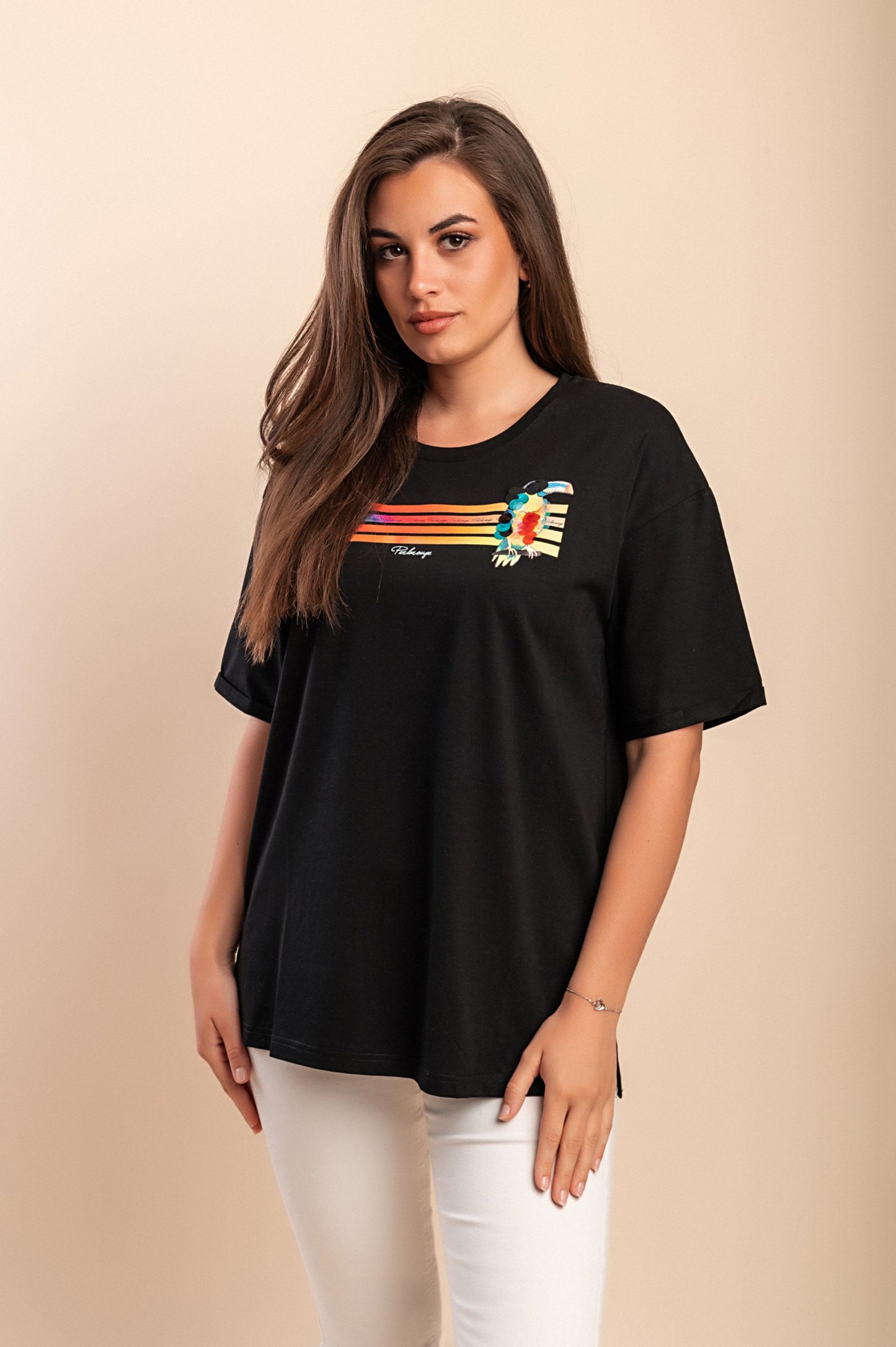 T-shirt in cotone con stampa, bianca