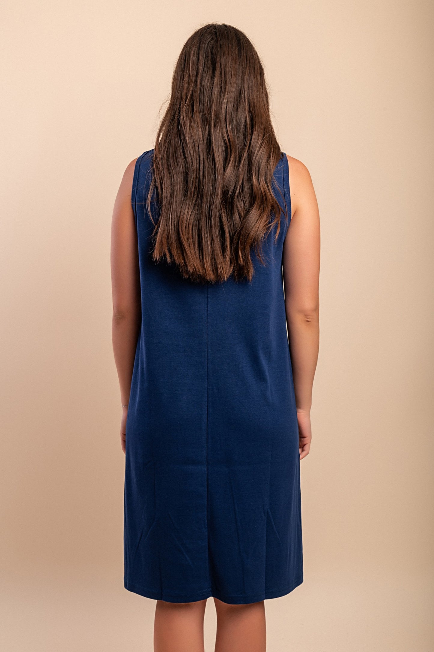 Abito in cotone senza maniche, blu scuro