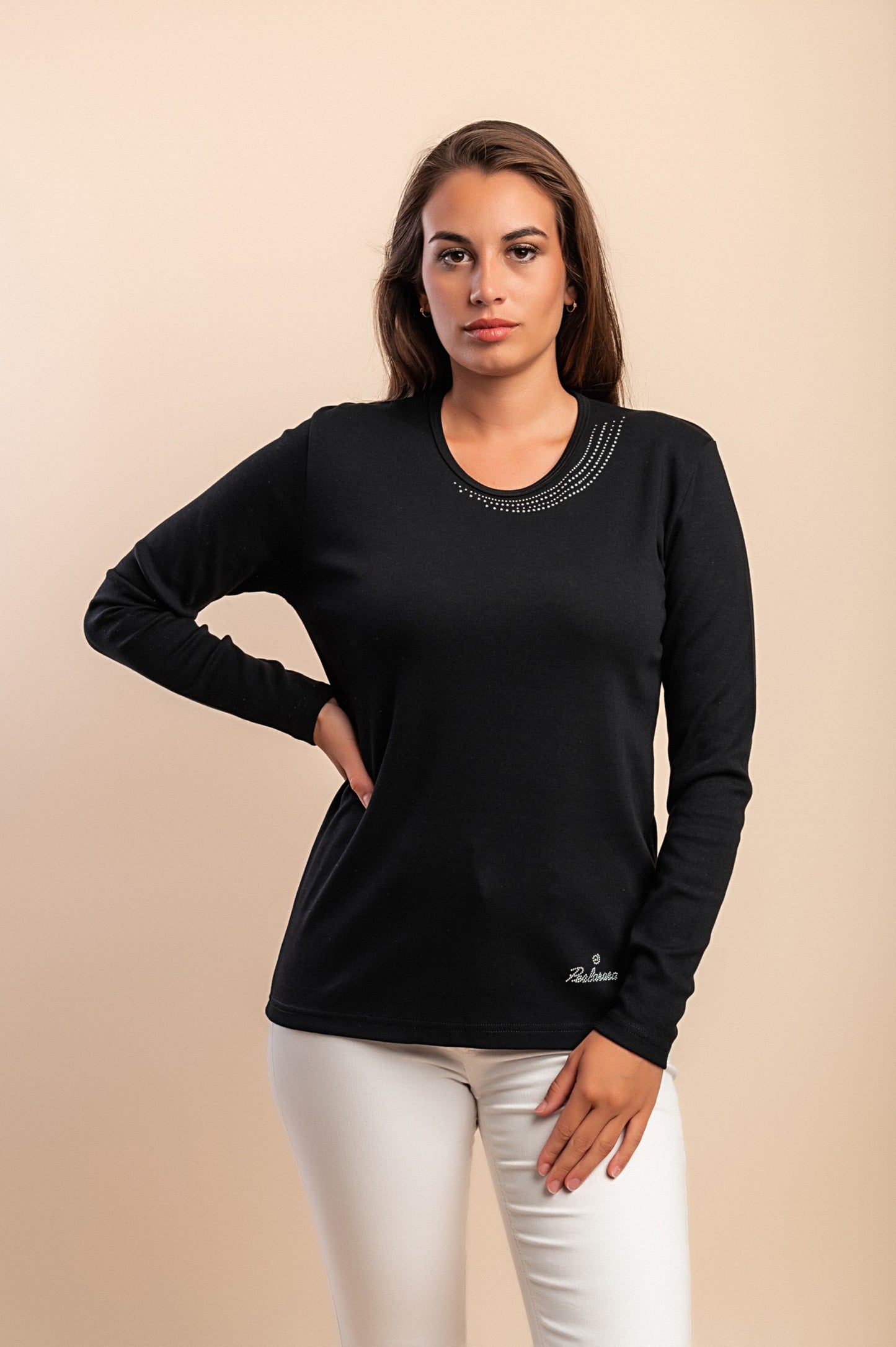 Maglia in cotone a maniche lunghe, marrone
