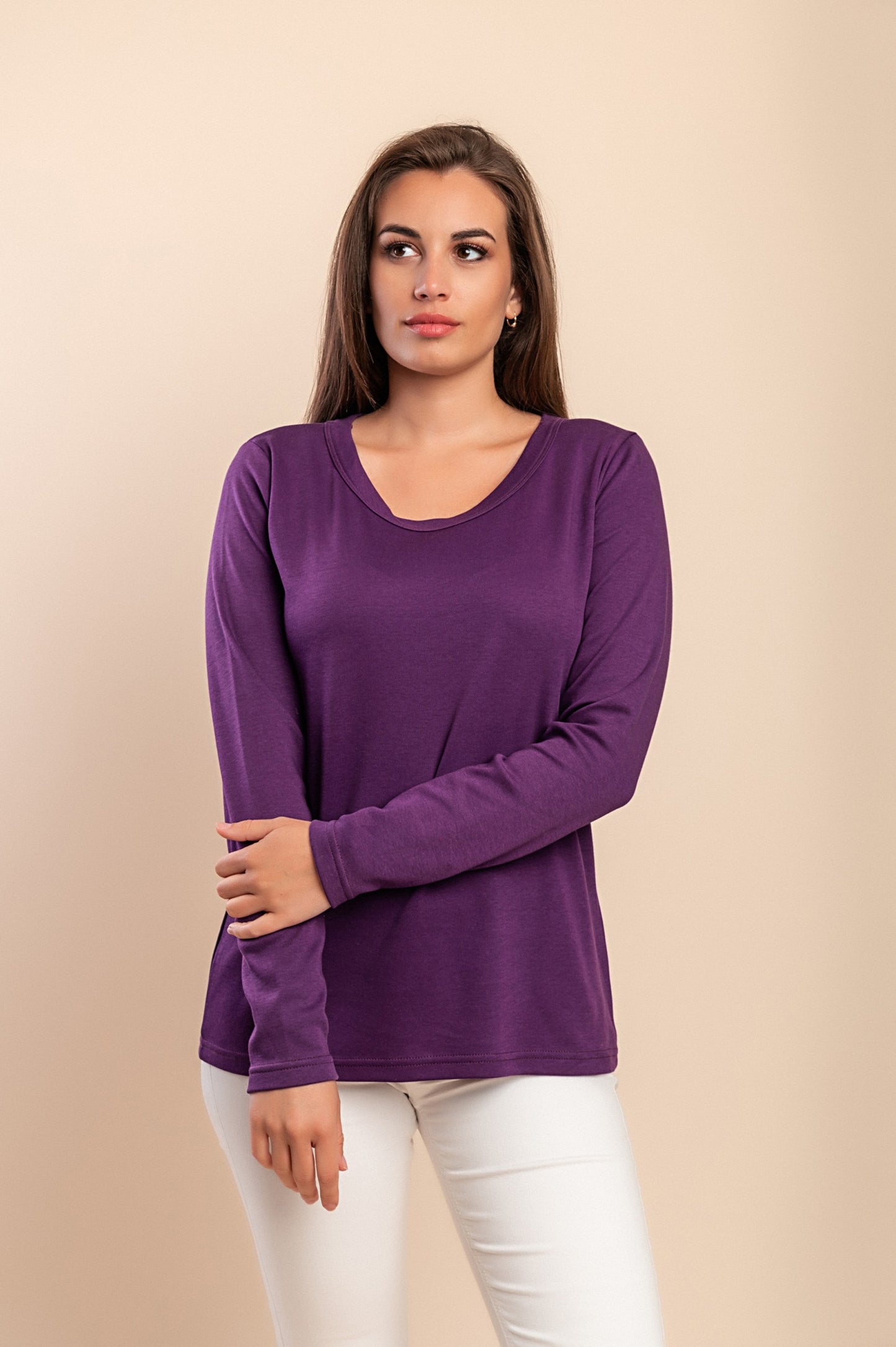 Maglia in cotone a maniche lunghe, bordeaux