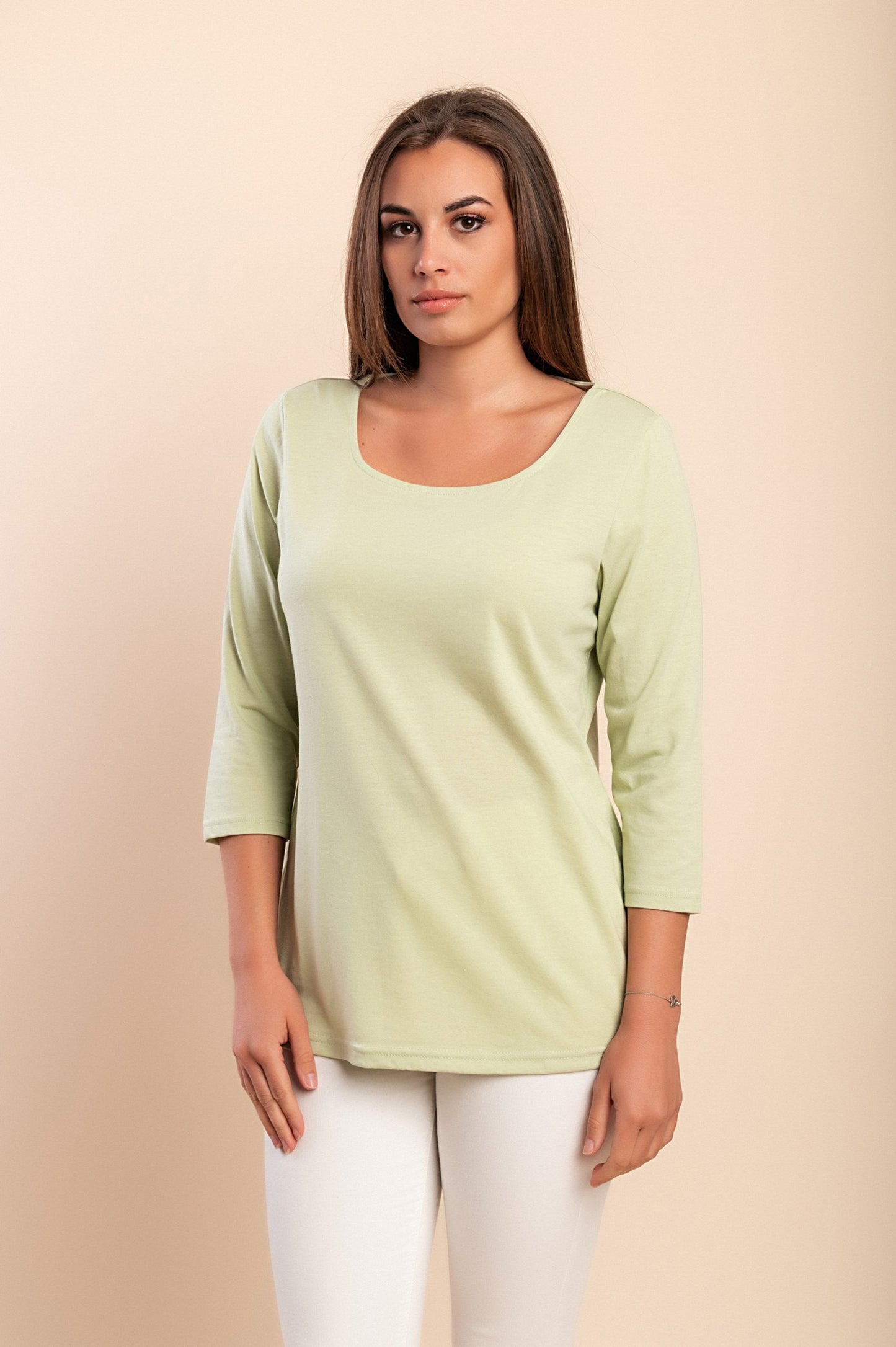 Top girocollo, verde