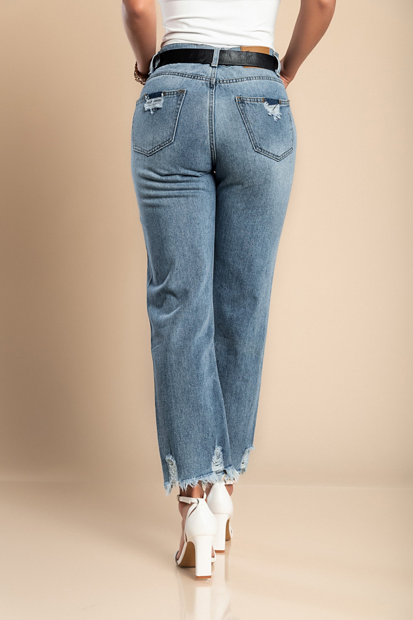Jeans con buchi, verde