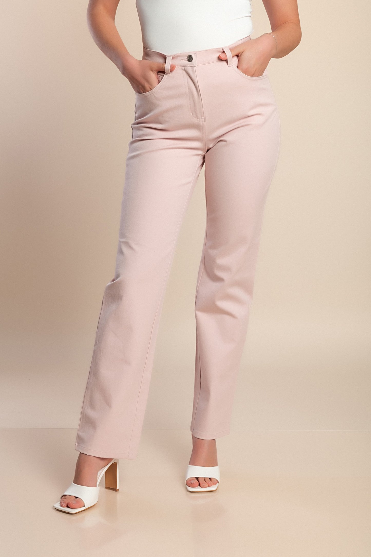 Pantaloni di cotone taglie forti, rosa