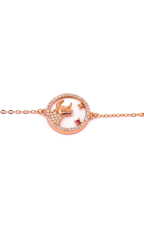 Bracciale con pendente, TORO, oro rosa