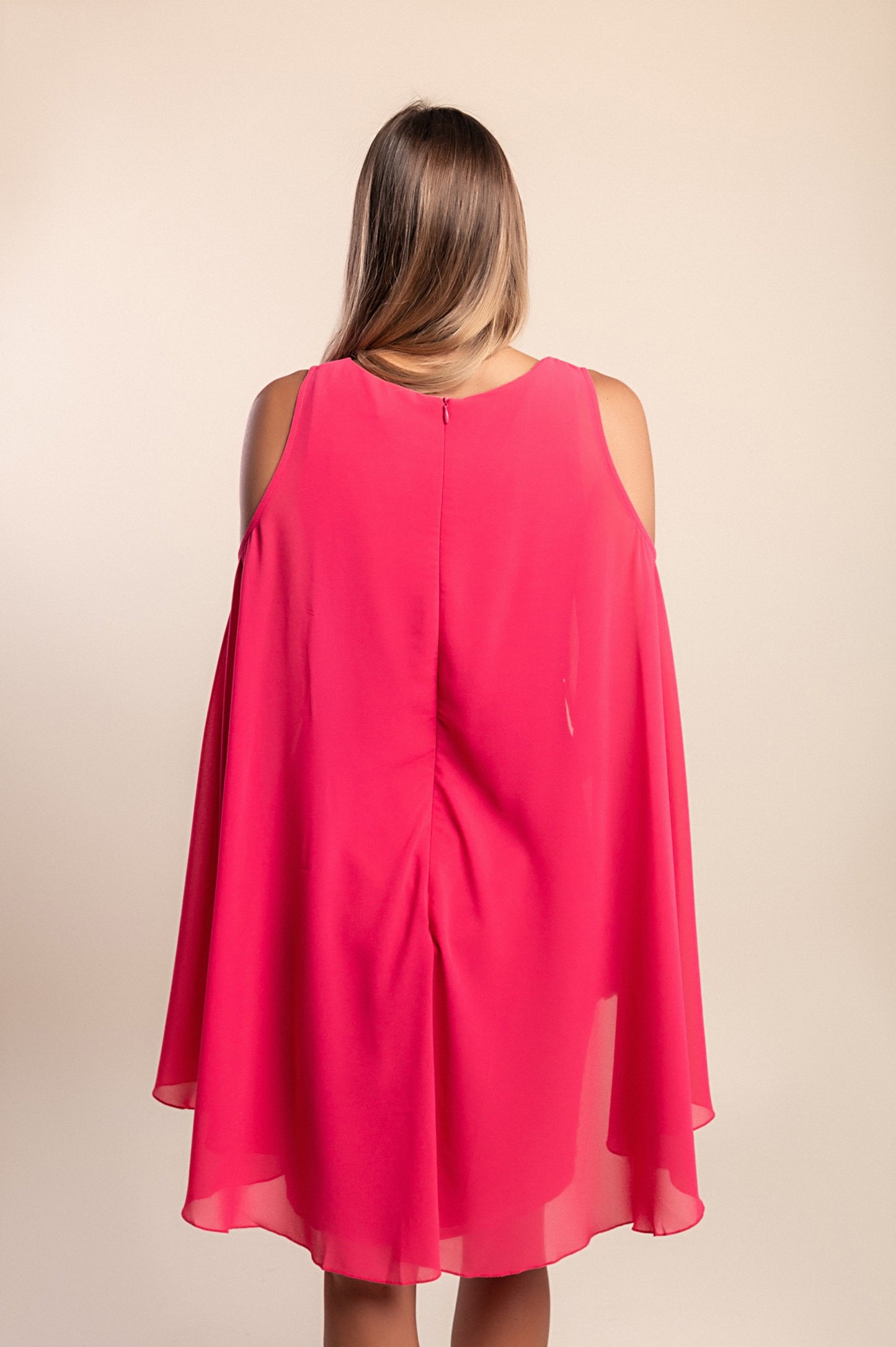 Abito midi con scollatura a spalle scoperte, rosa