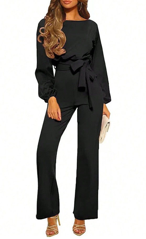 Tuta elegante a maniche lunghe, nera