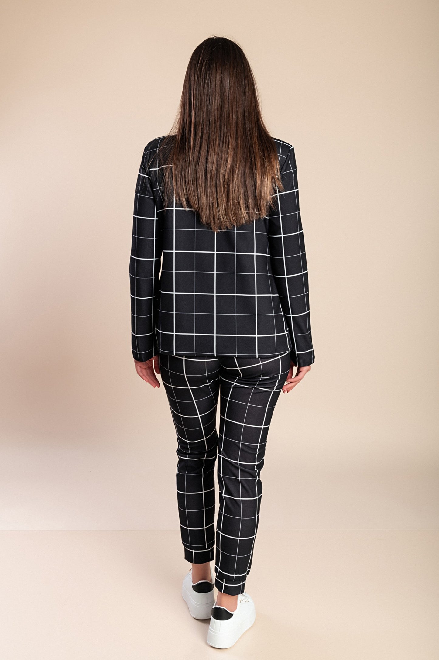 Completo di pantaloni e blazer elegante senza lettere Estrena, nero-nero