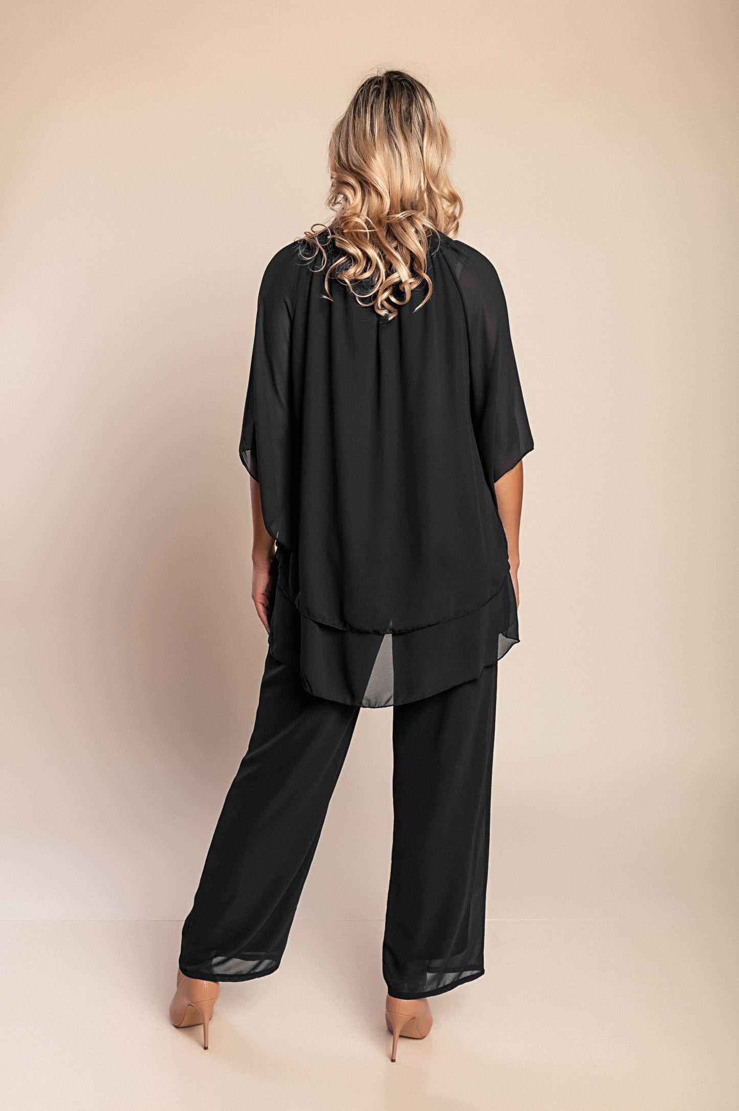 Elegante set tunica e pantaloni lunghi, blu scuro