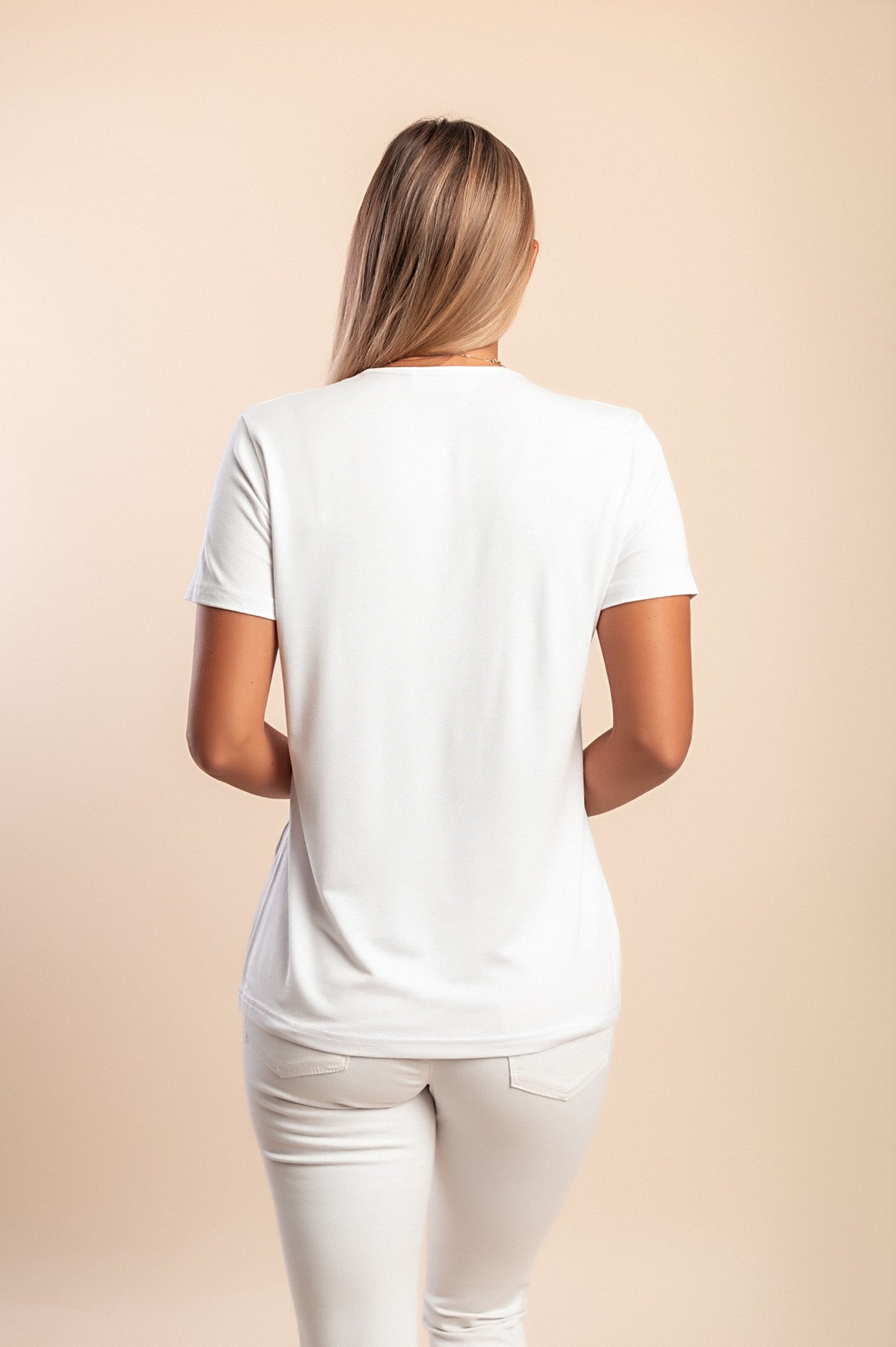 T-shirt in viscosa, beige