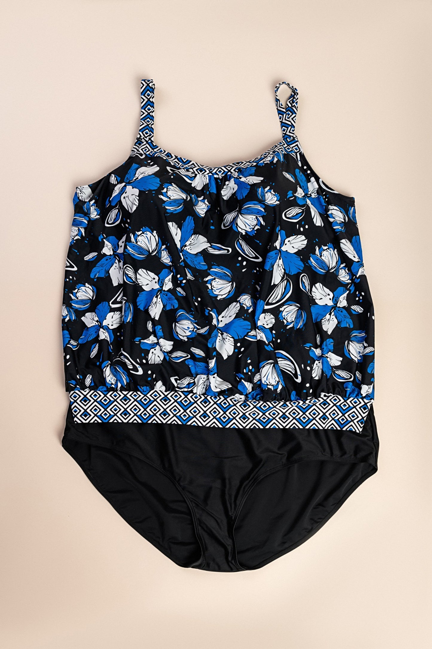 Costume da bagno stampato taglie forti, nero