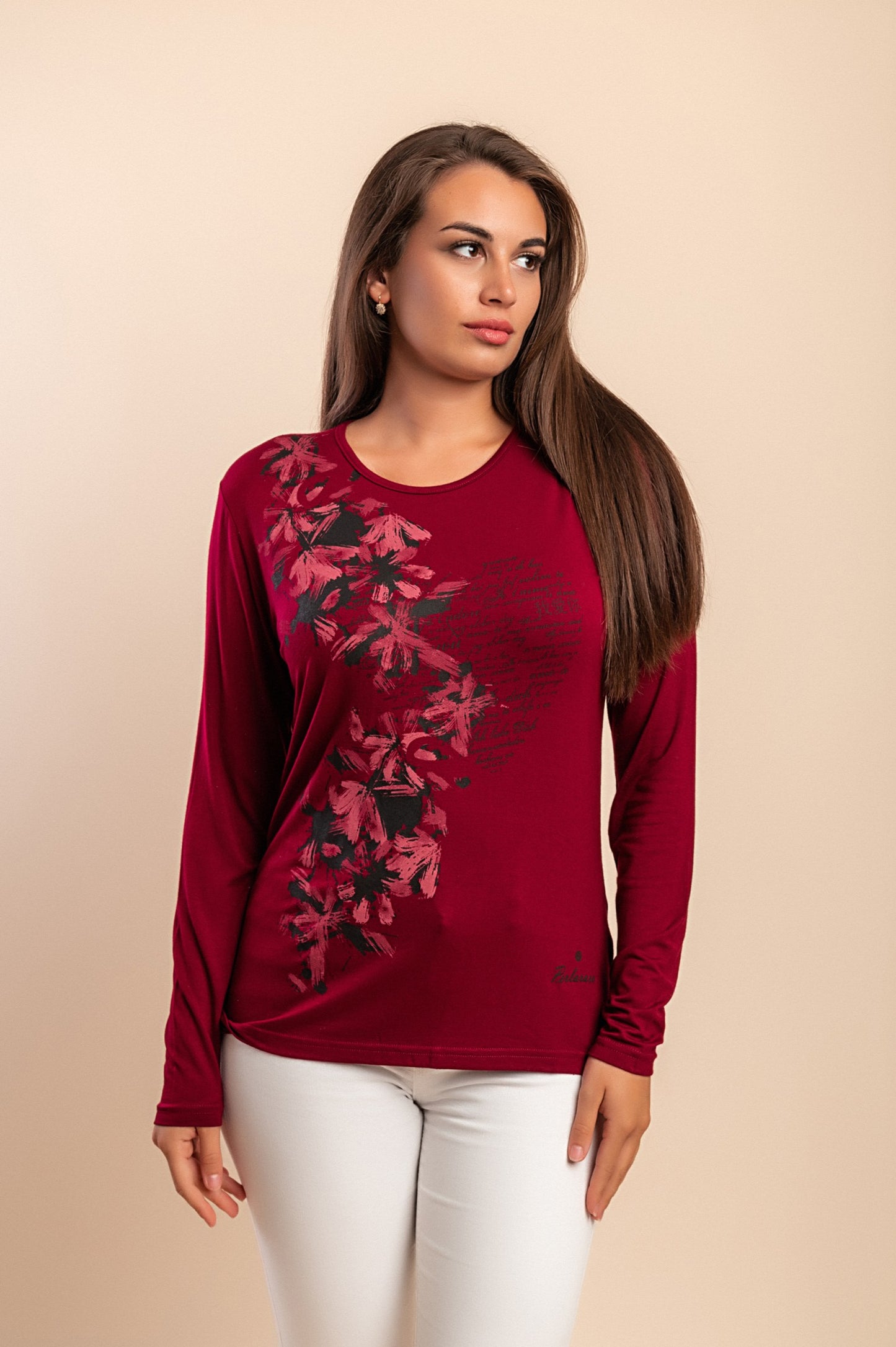 Maglia in cotone a maniche lunghe, beige