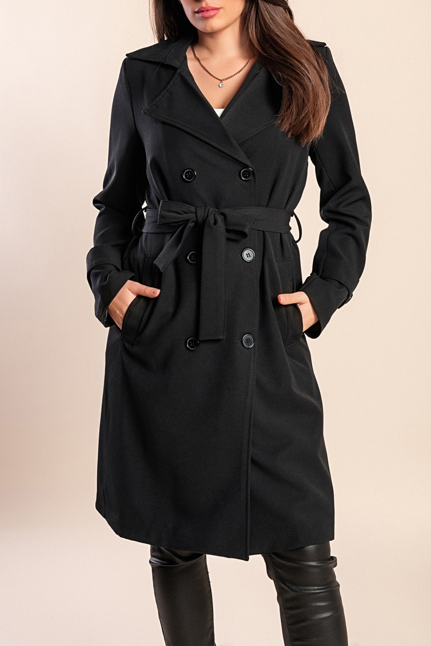 Trench elegante con bottoni, cammello